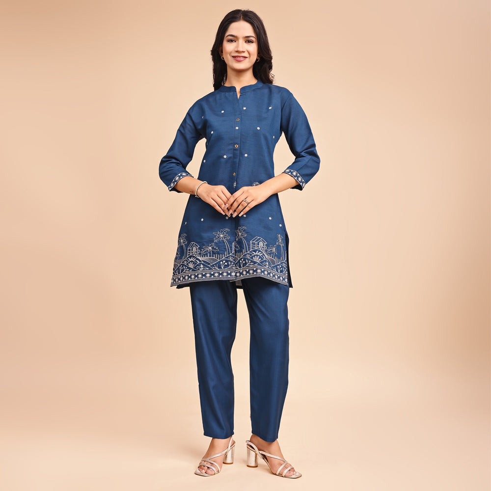 Casual Embroidered Cord Set