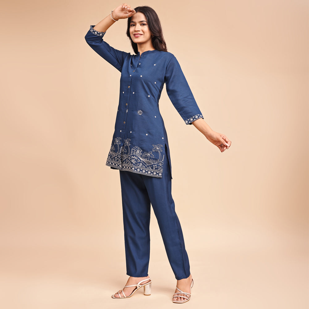 Casual Embroidered Cord Set