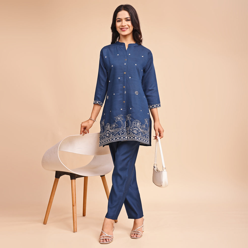 Casual Embroidered Cord Set