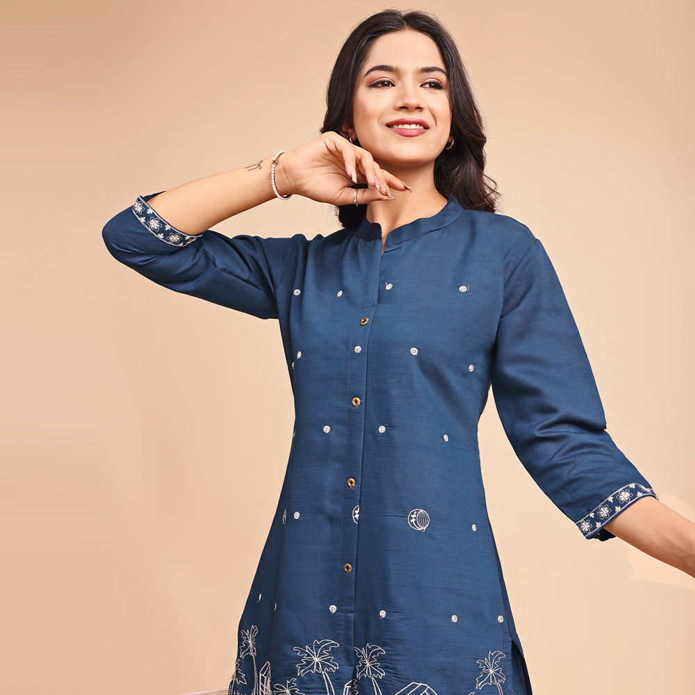 Casual Embroidered Cord Set