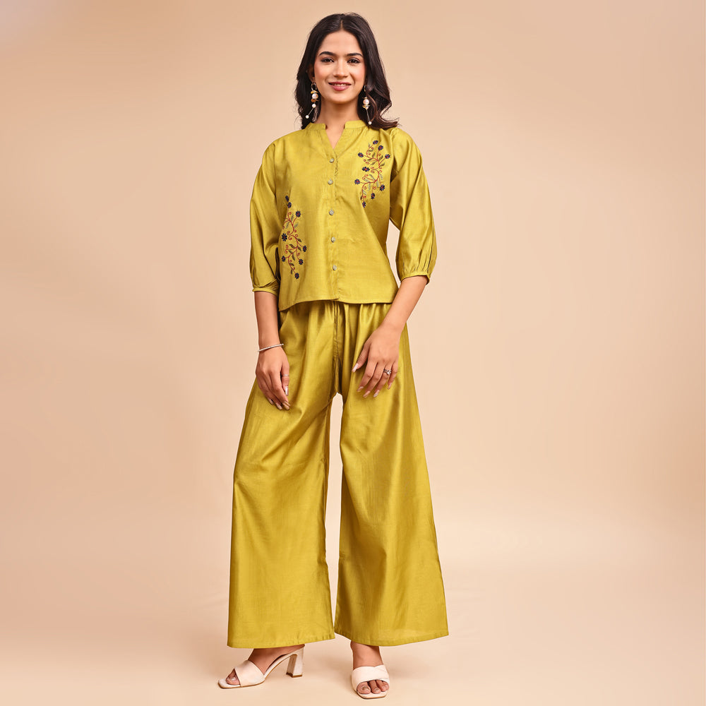 Casual Embroidered Cord Set