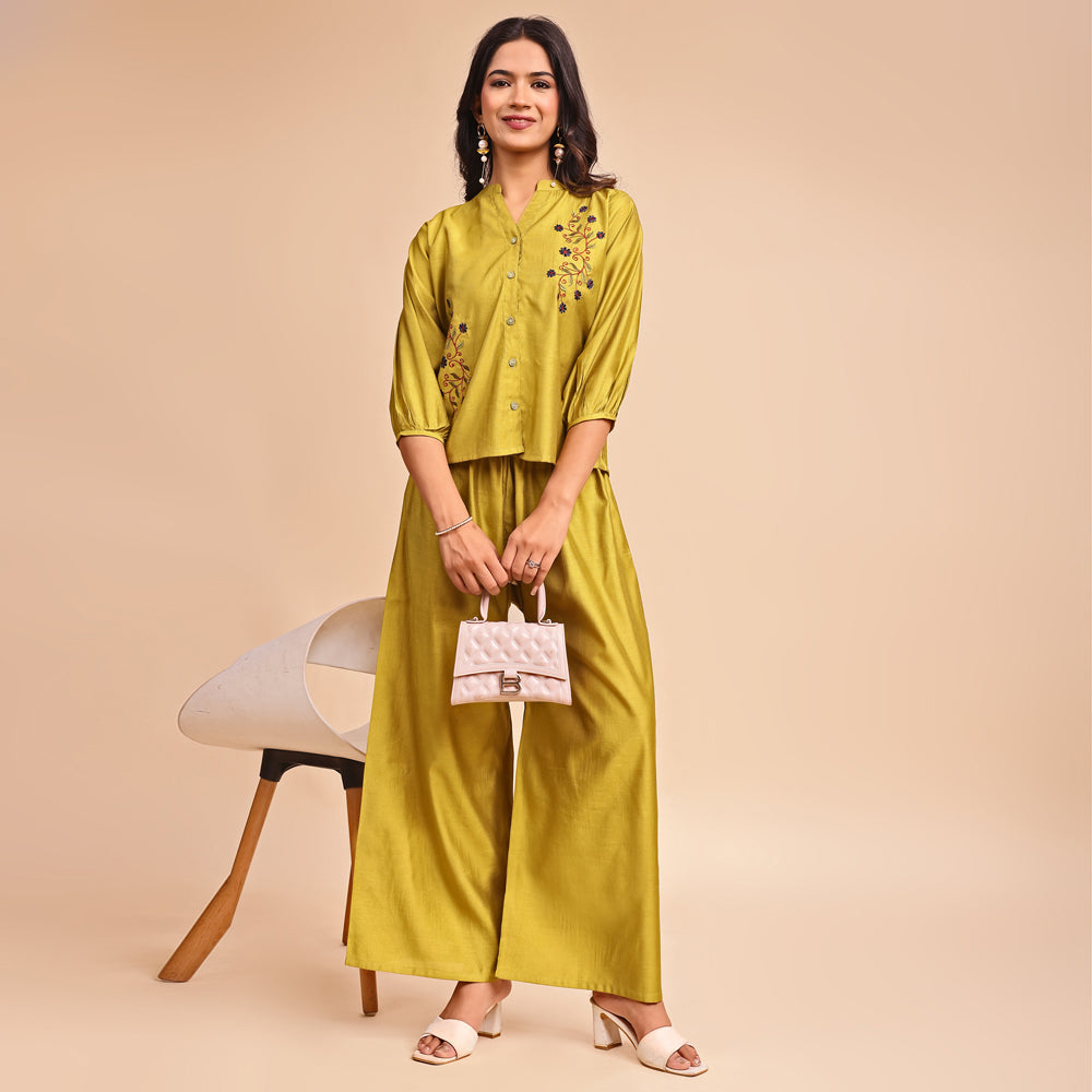 Casual Embroidered Cord Set