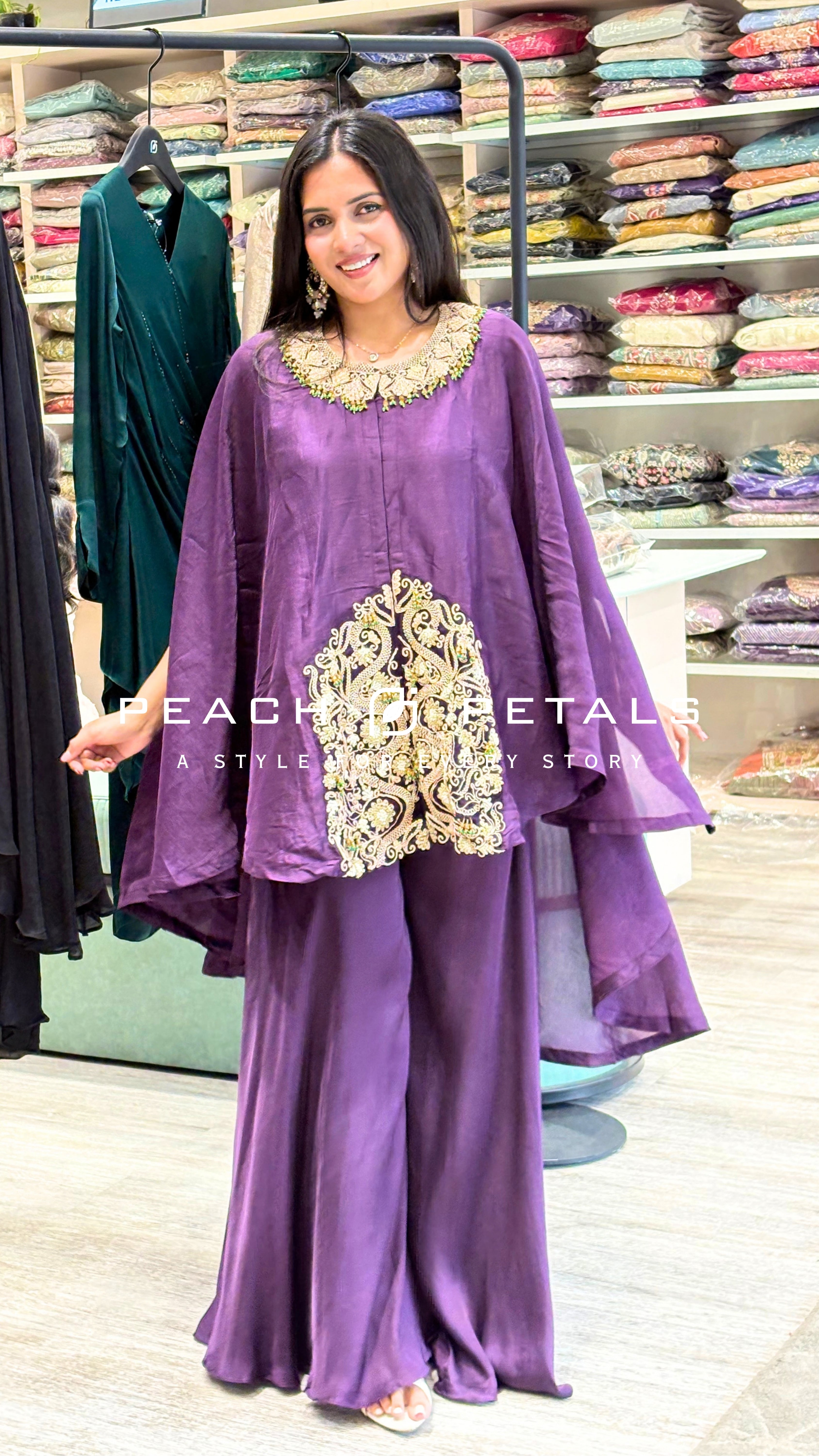 Elegant Embroidered Kaftan Palazzo Set
