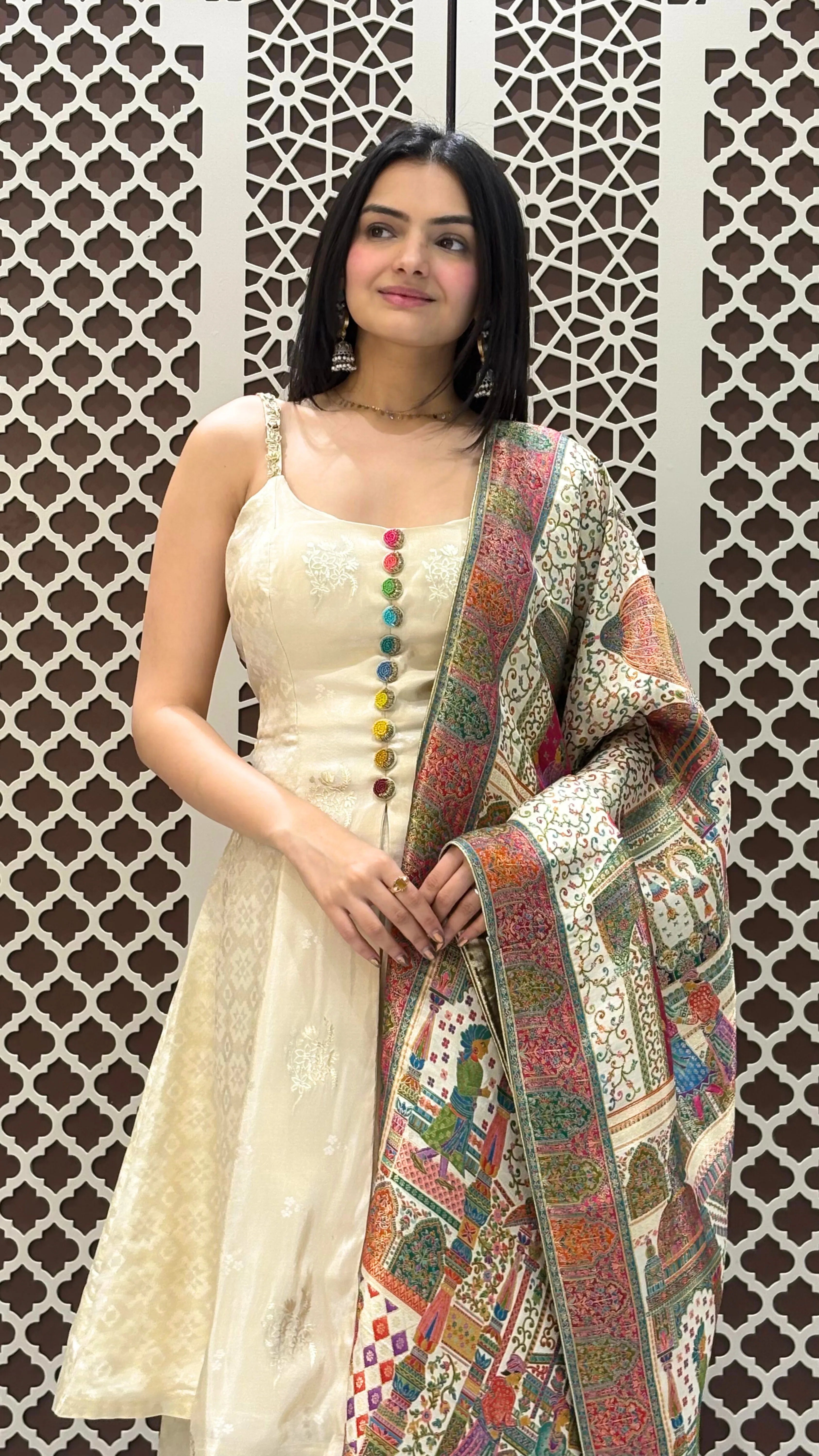 Banarasi Brocade Anarkali Suit with Kalamkari Dupatta