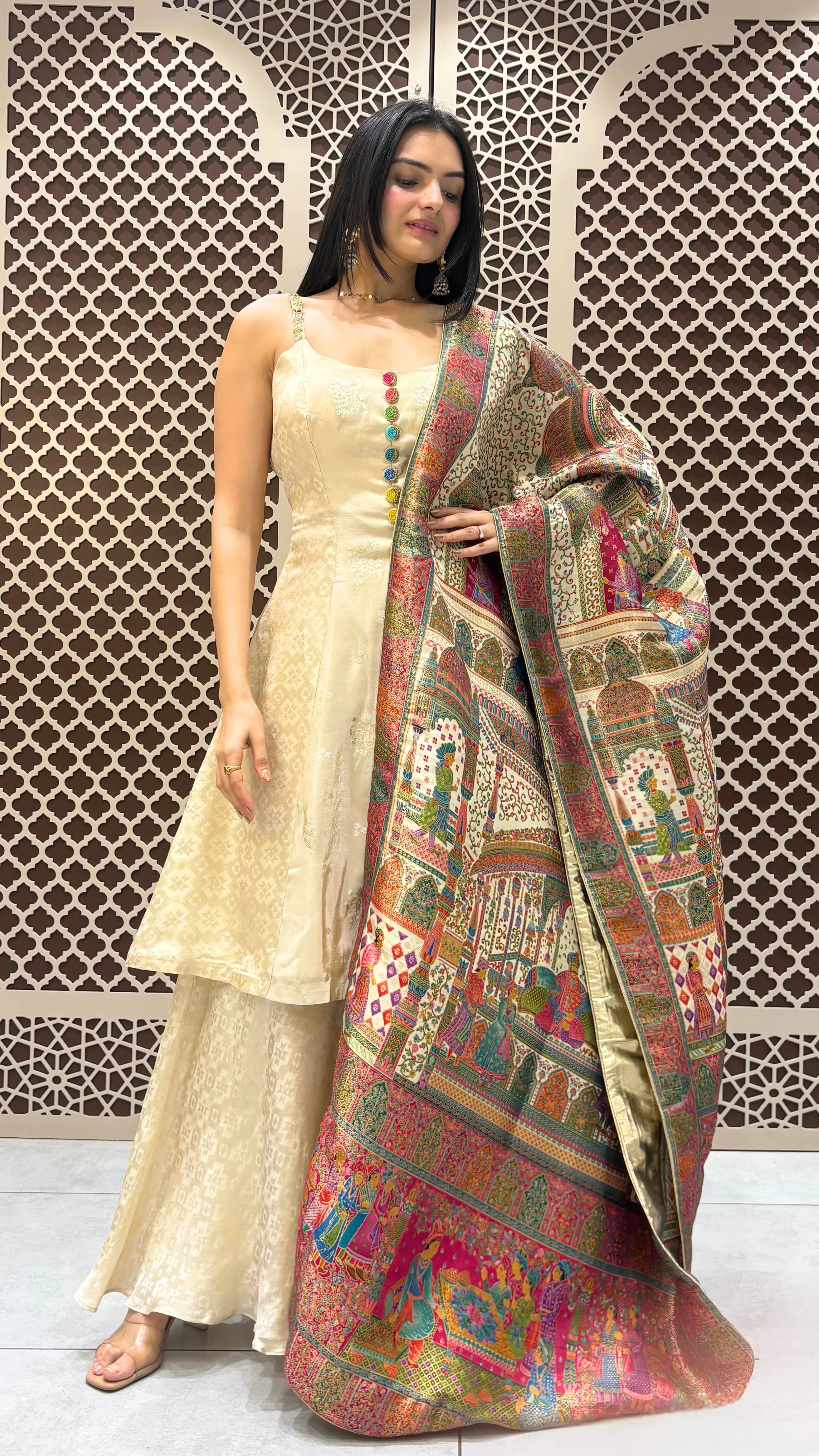 Banarasi Brocade Anarkali Suit with Kalamkari Dupatta