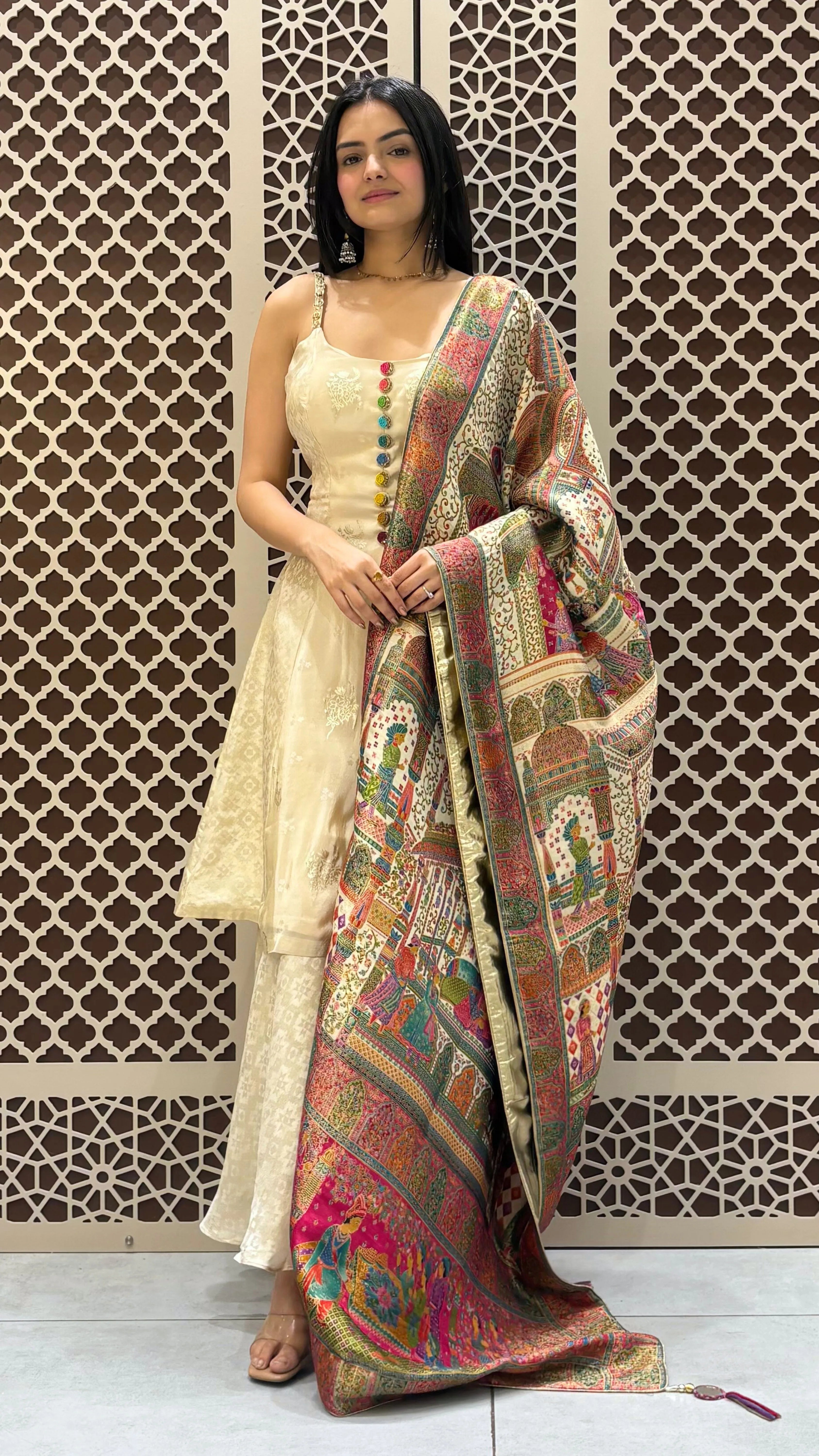 Banarasi Brocade Anarkali Suit with Kalamkari Dupatta