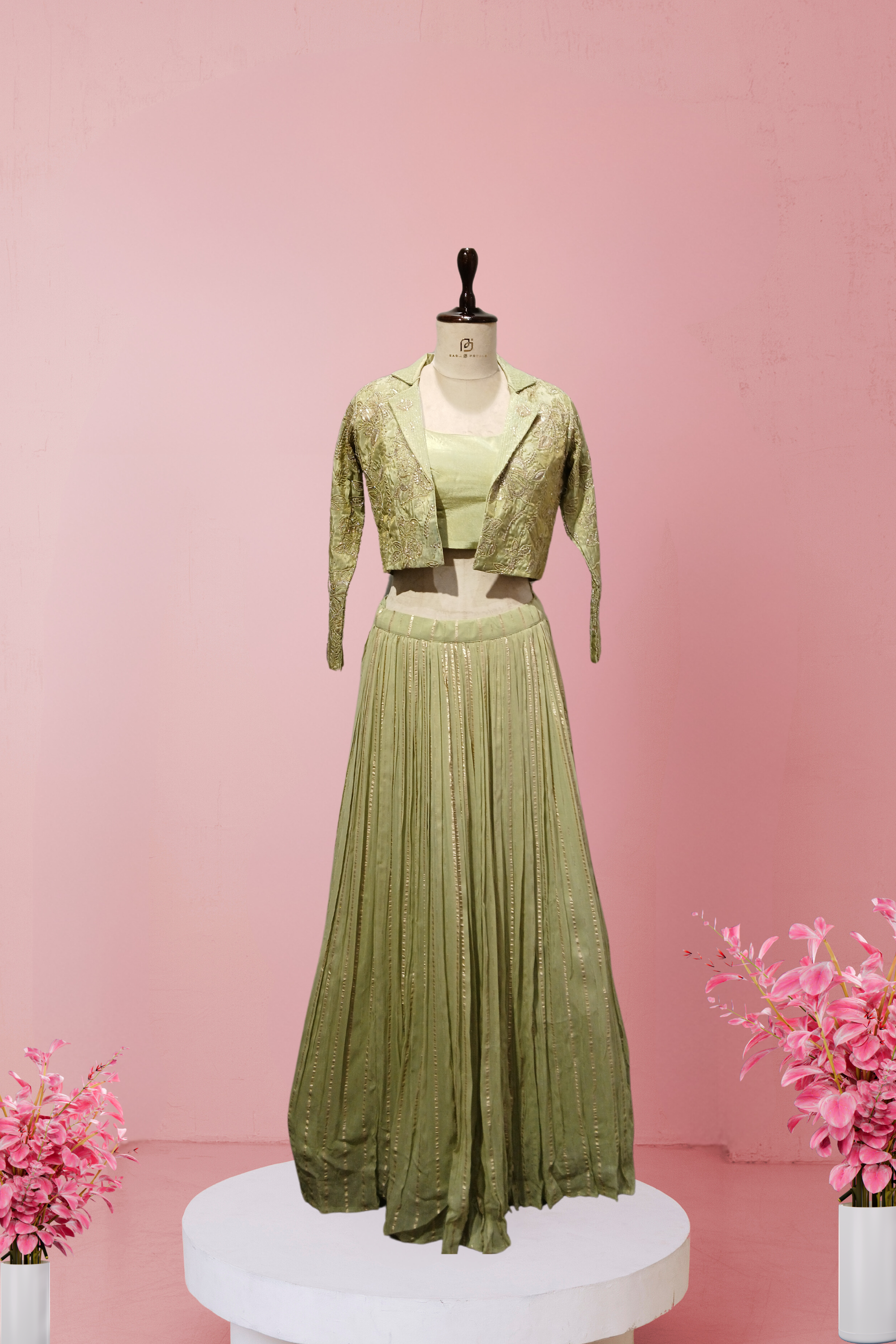 Lavender & Pista Indo Western Lehenga Choli