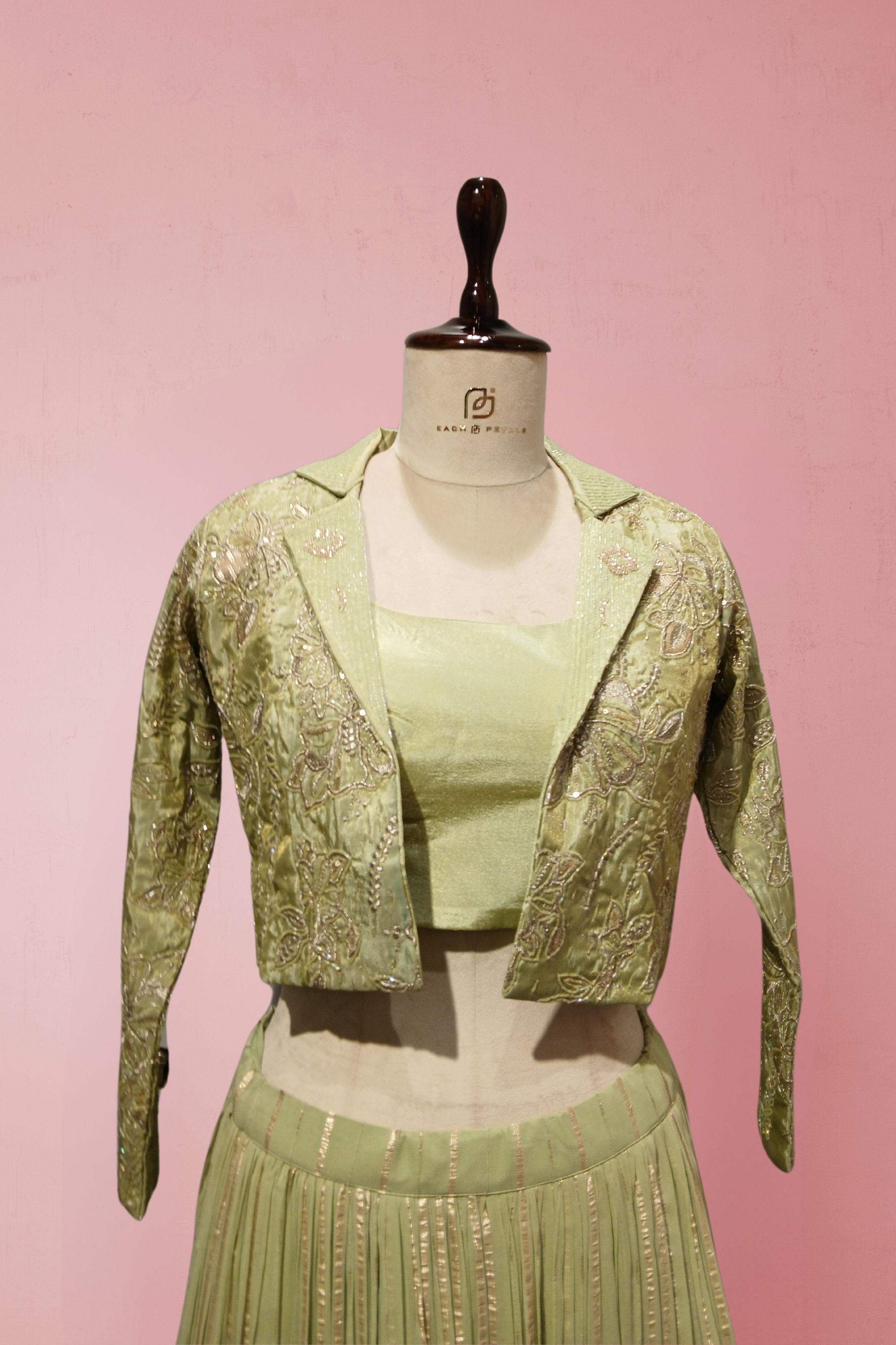 Lavender & Pista Indo Western Lehenga Choli