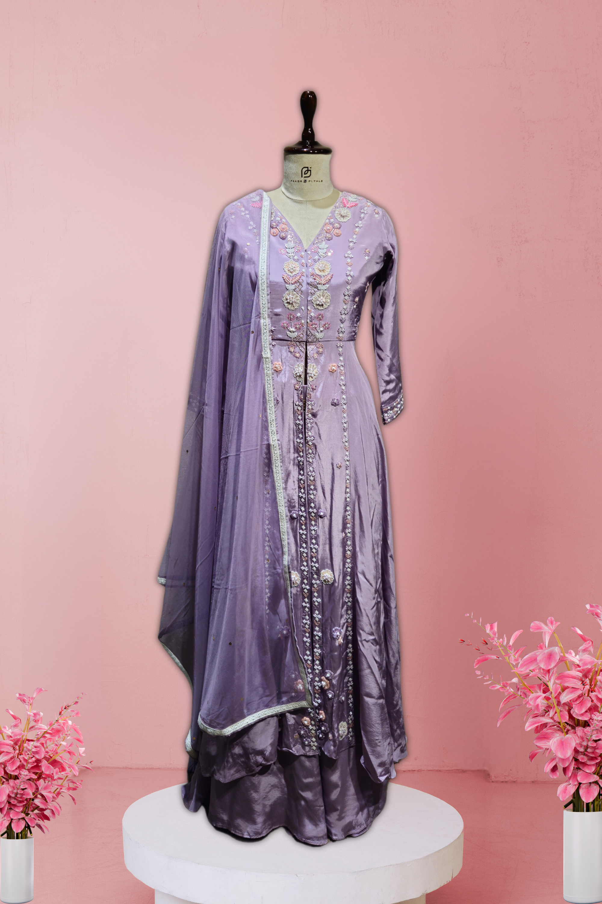 Graceful Lavender Indo-Western Palazzo Set