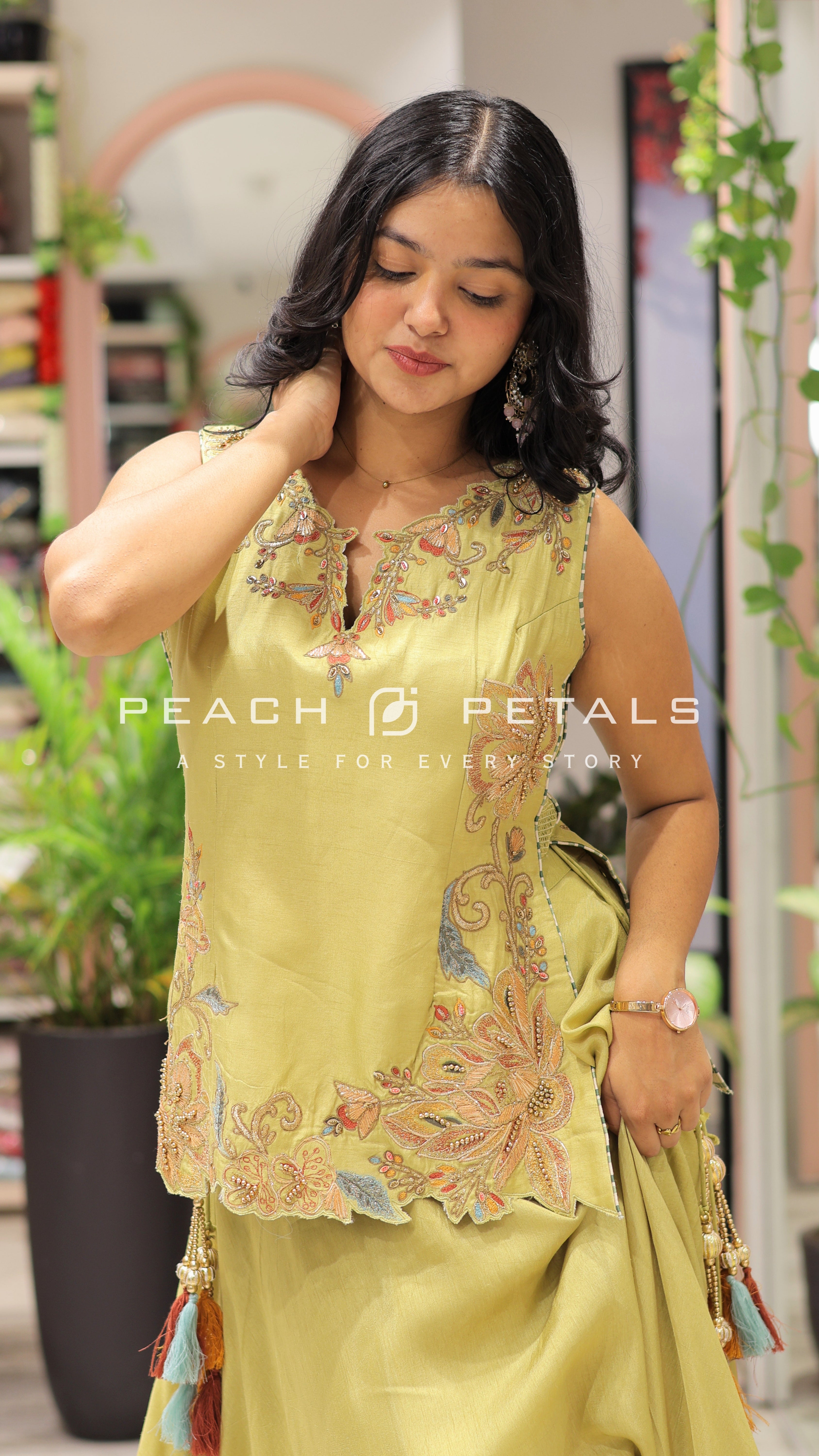 Olive Green Embroidered Anarkali Suit with Dupatta
