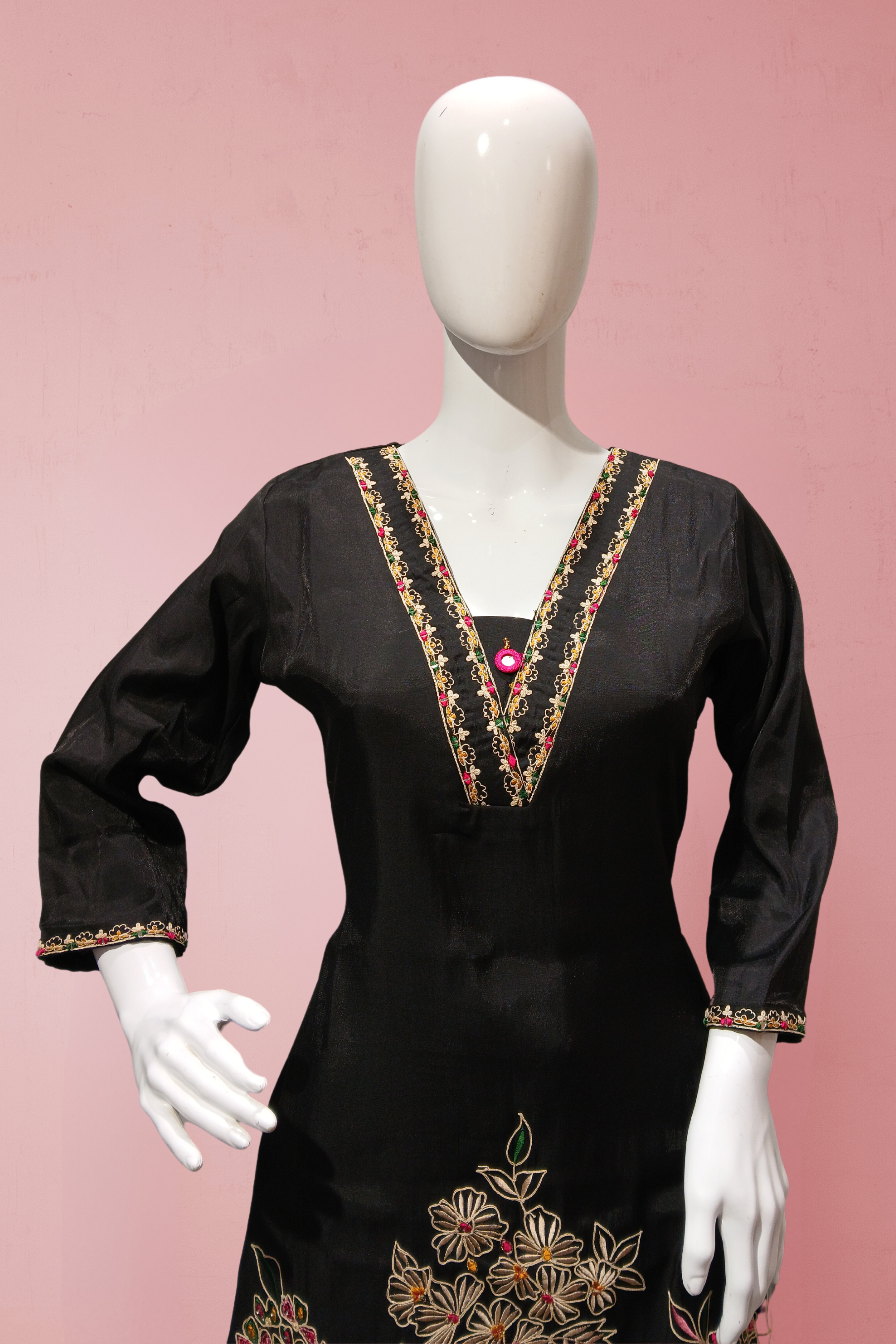 Black Chinon Designer Salwar Suit & Indo-Western Set – Wedding & Festive Wear
