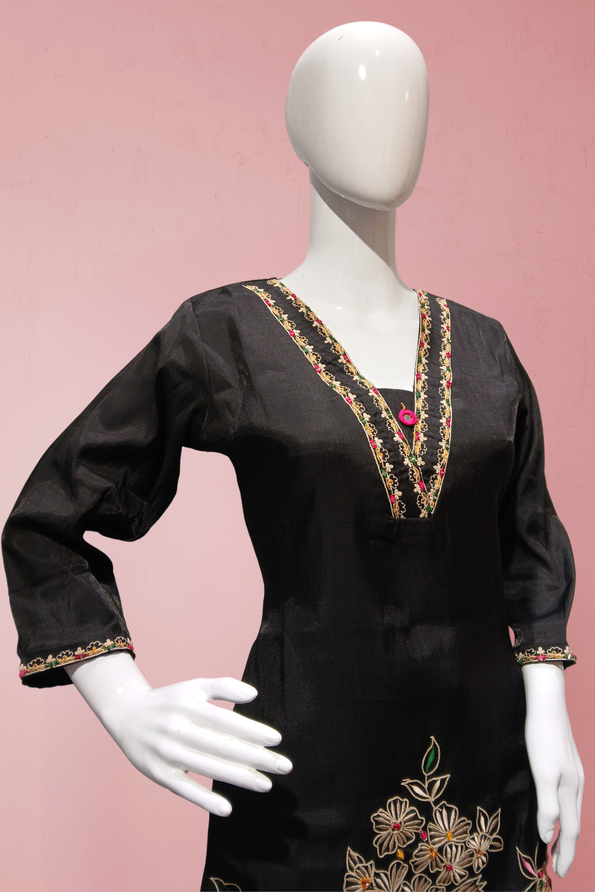 Black Chinon Designer Salwar Suit & Indo-Western Set – Wedding & Festive Wear