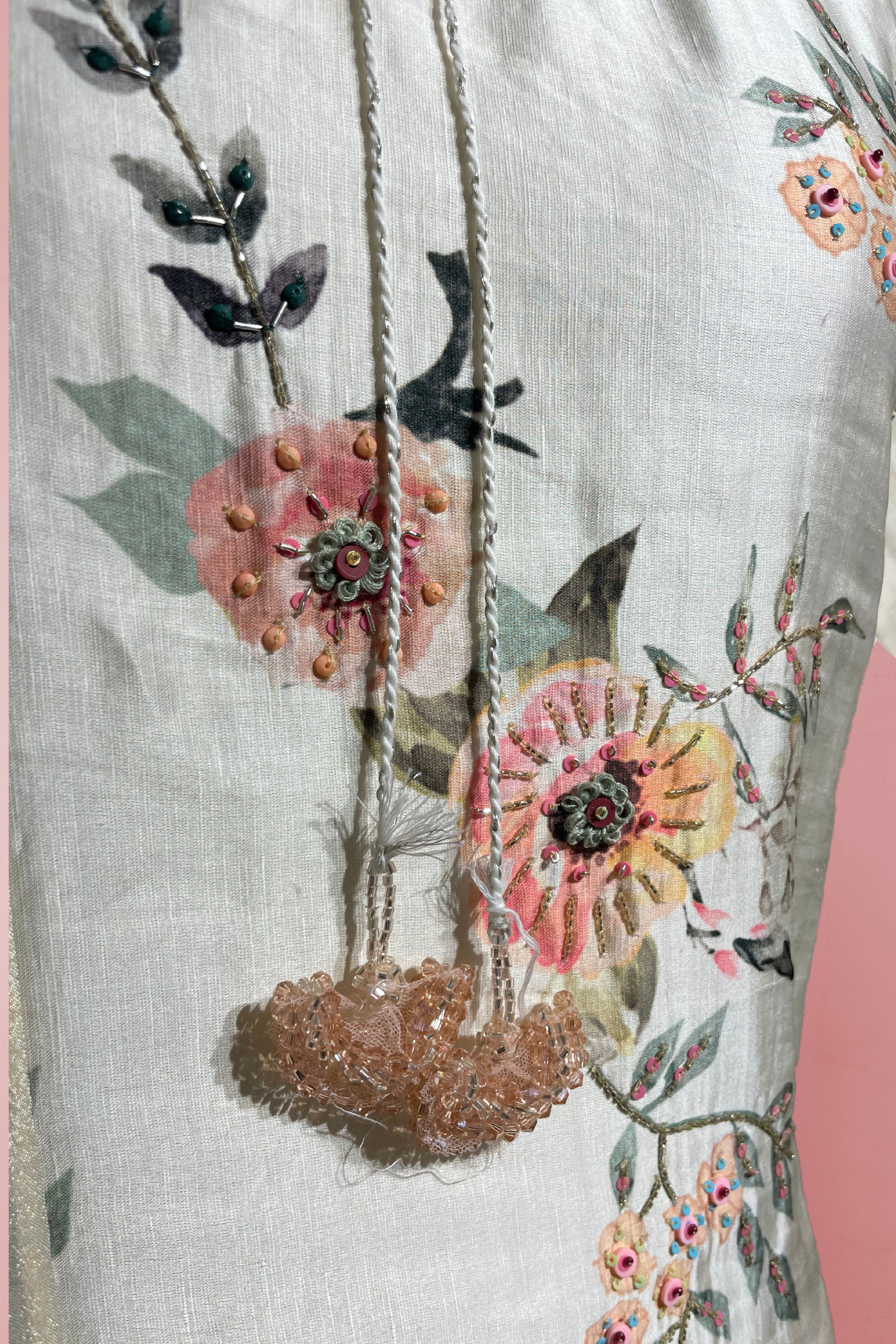 Radiant Cream Linen Satin Salwar Suit