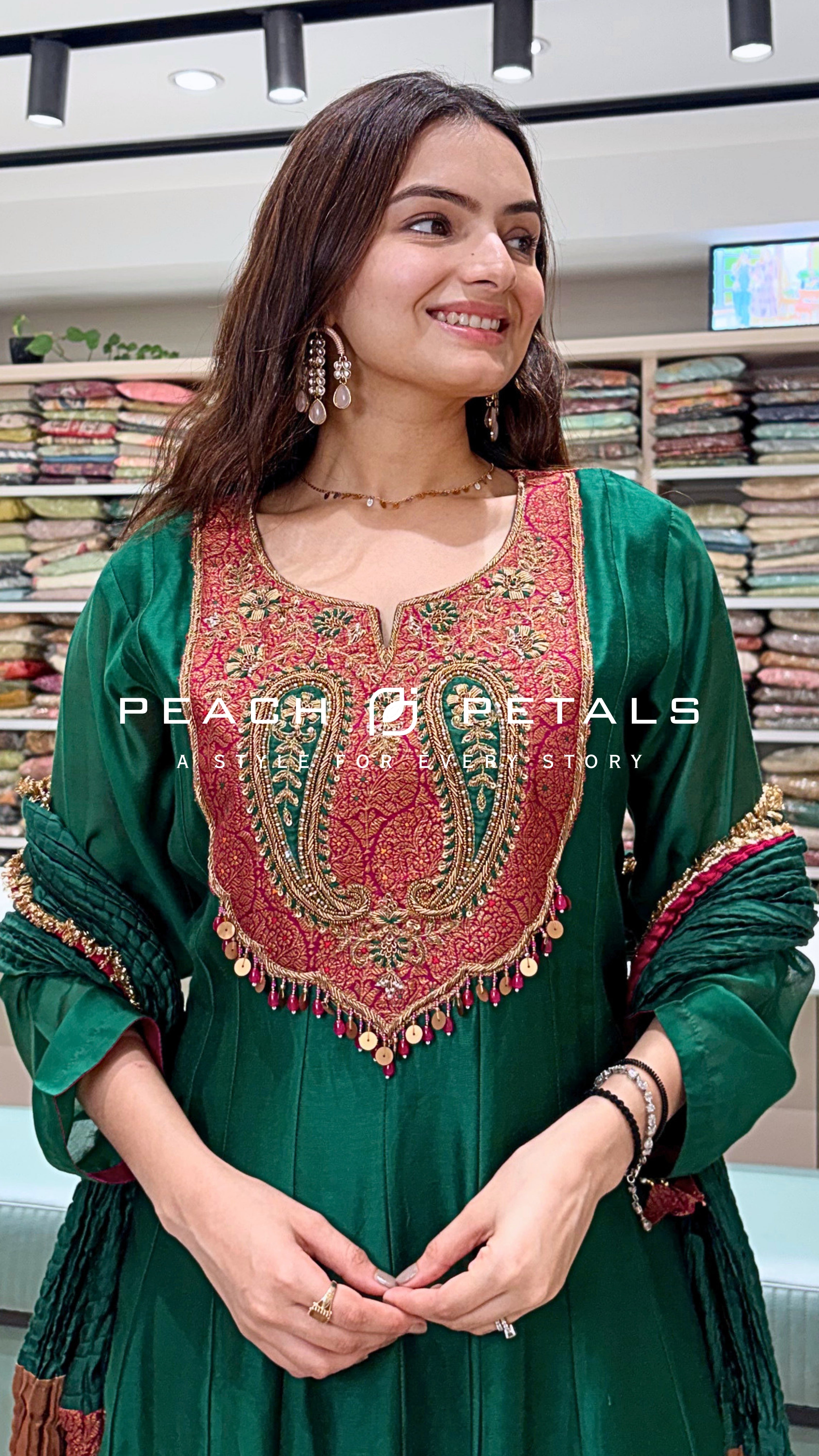 Elegant Emerald Green Embroidered Kurta Palazzo Set with Dupatta