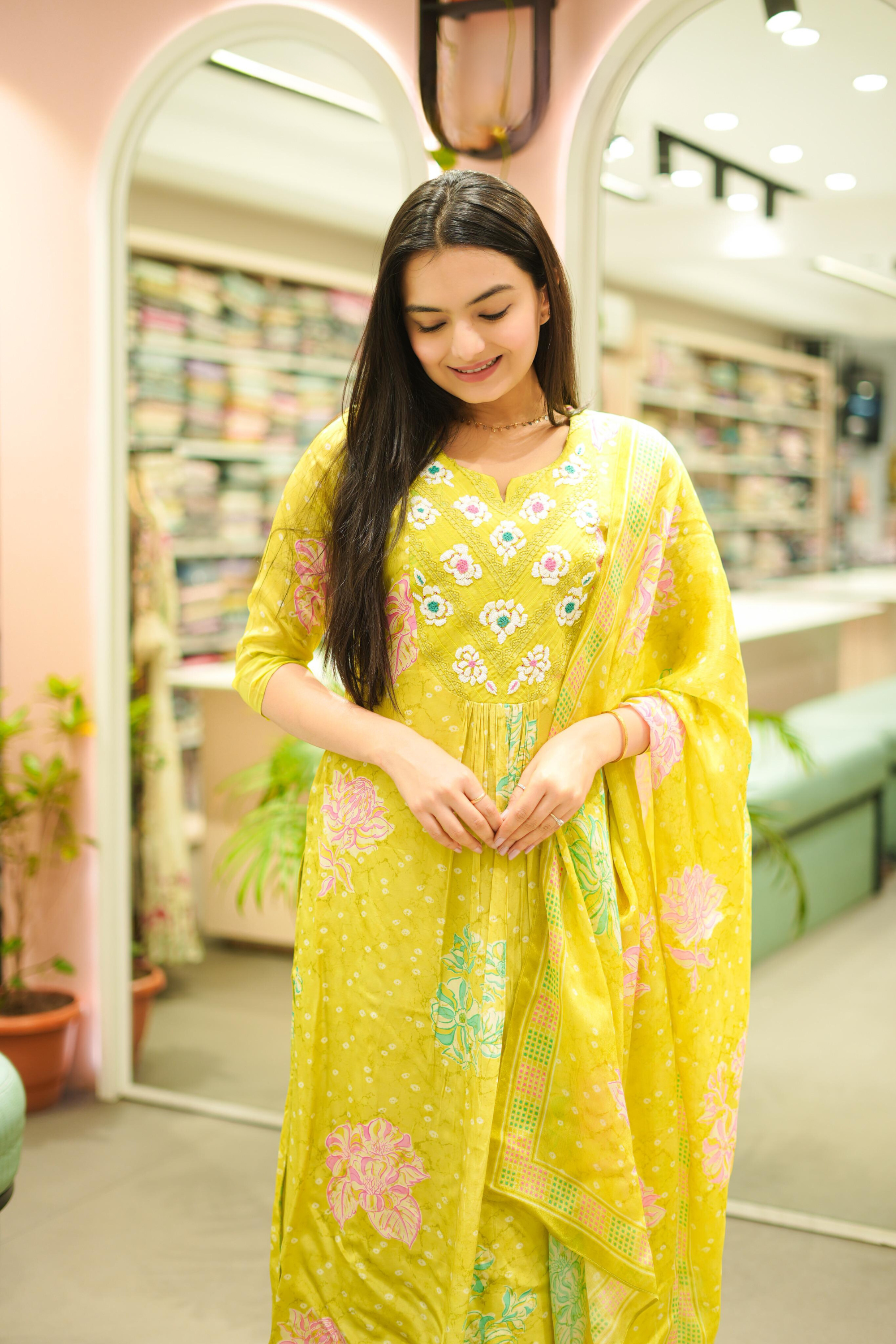 Graceful Pista Chanderi Silk Salvar Suit