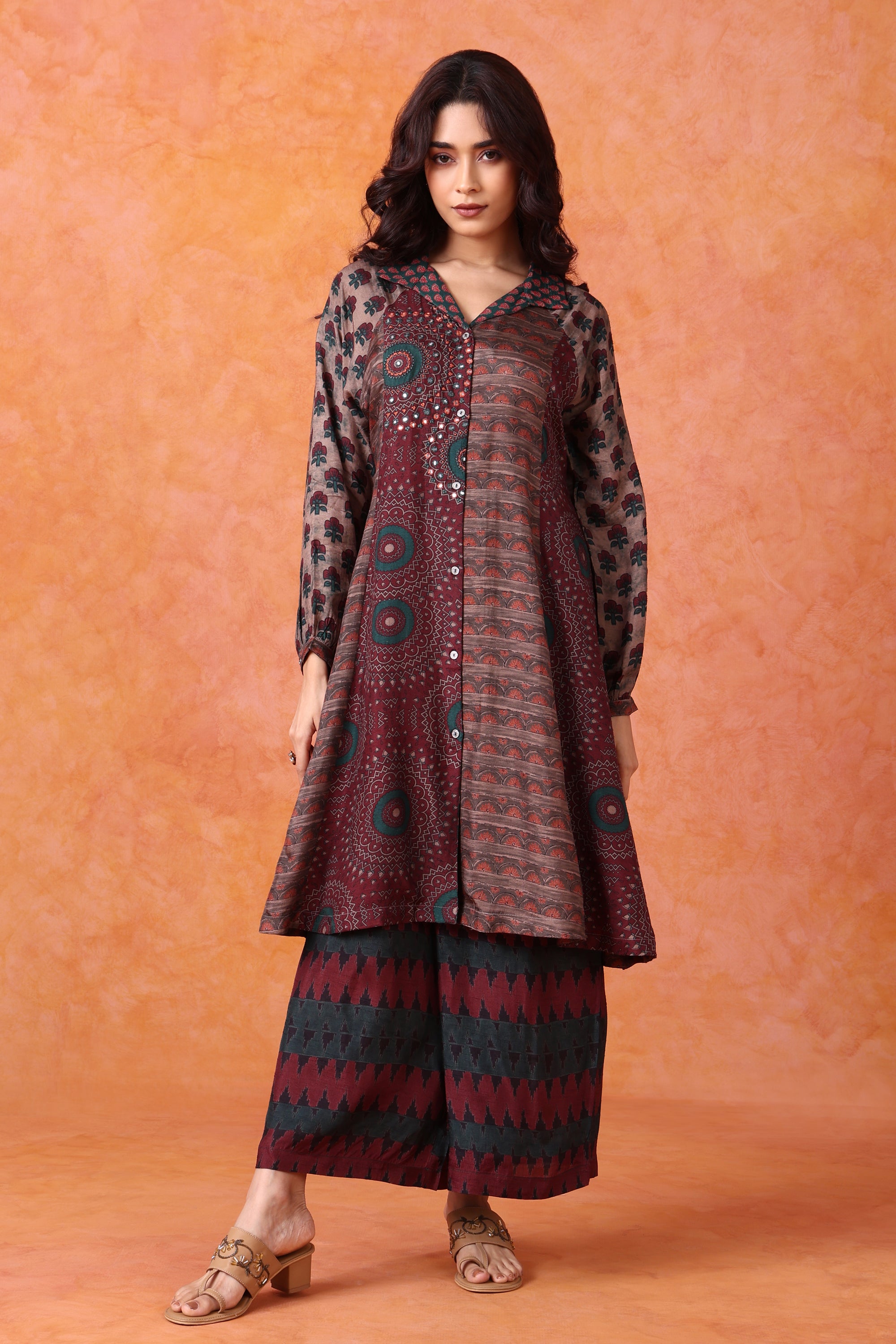 Printed Shirt Kurta with Palazzo Set