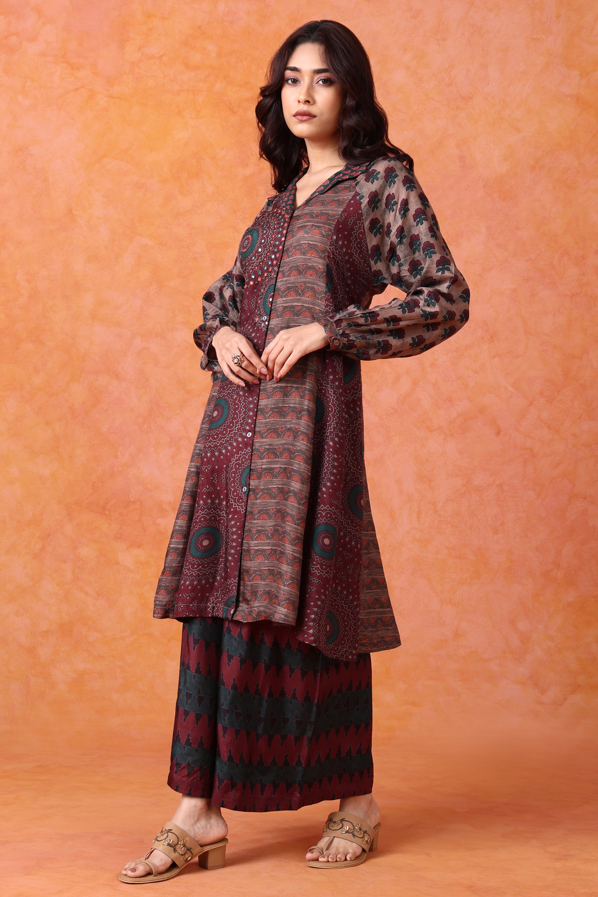 Printed Shirt Kurta with Palazzo Set