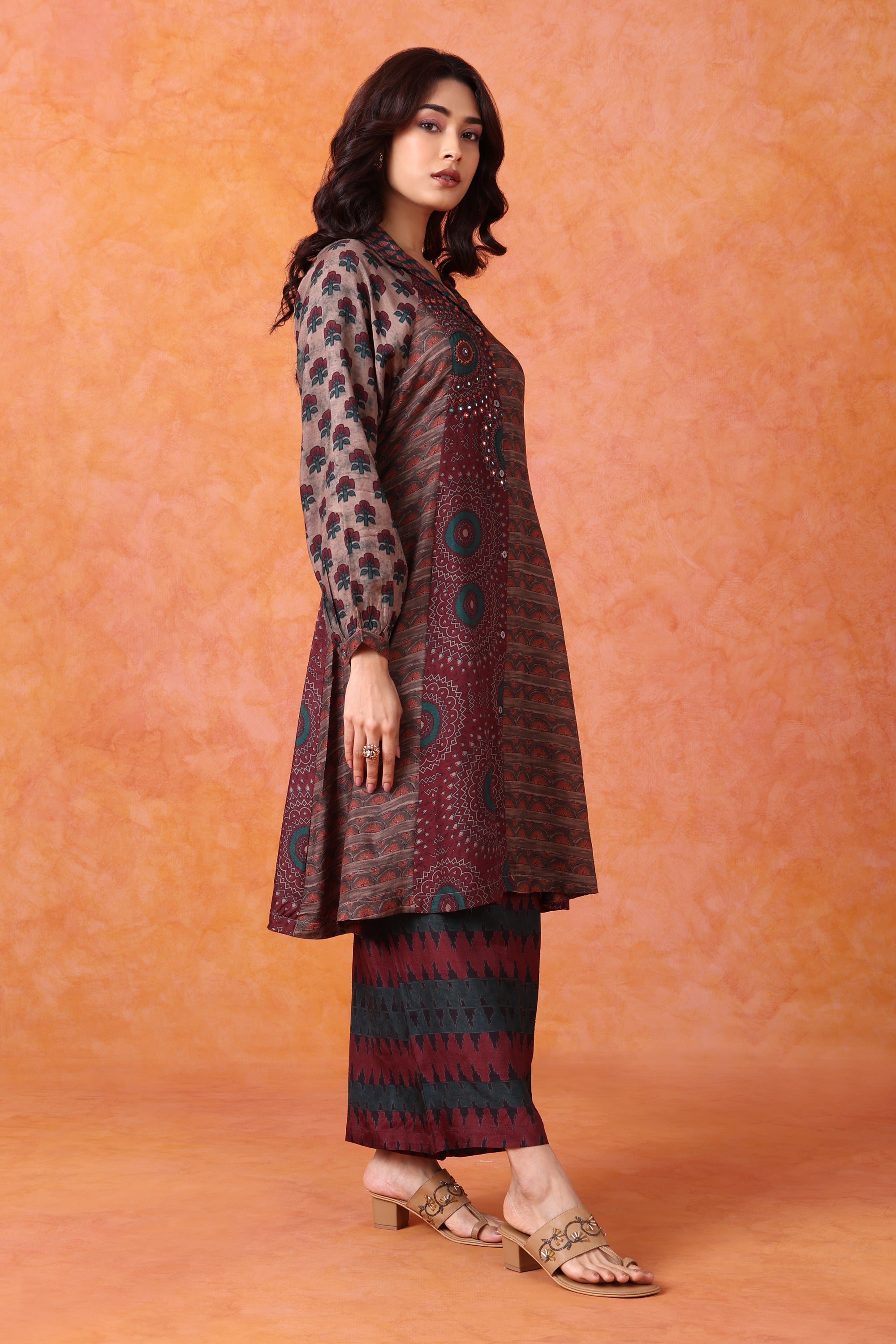 Printed Shirt Kurta with Palazzo Set
