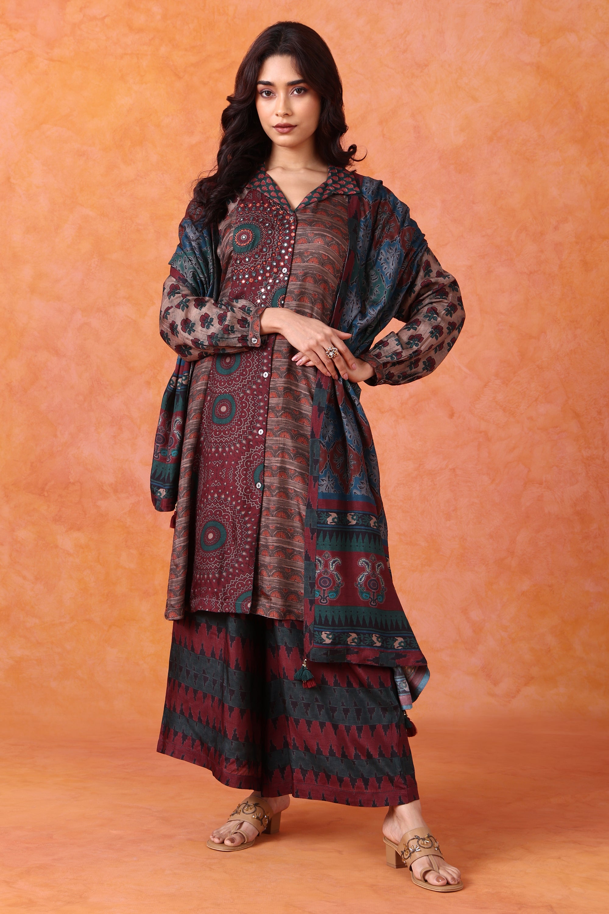 Printed Shirt Kurta with Palazzo Set
