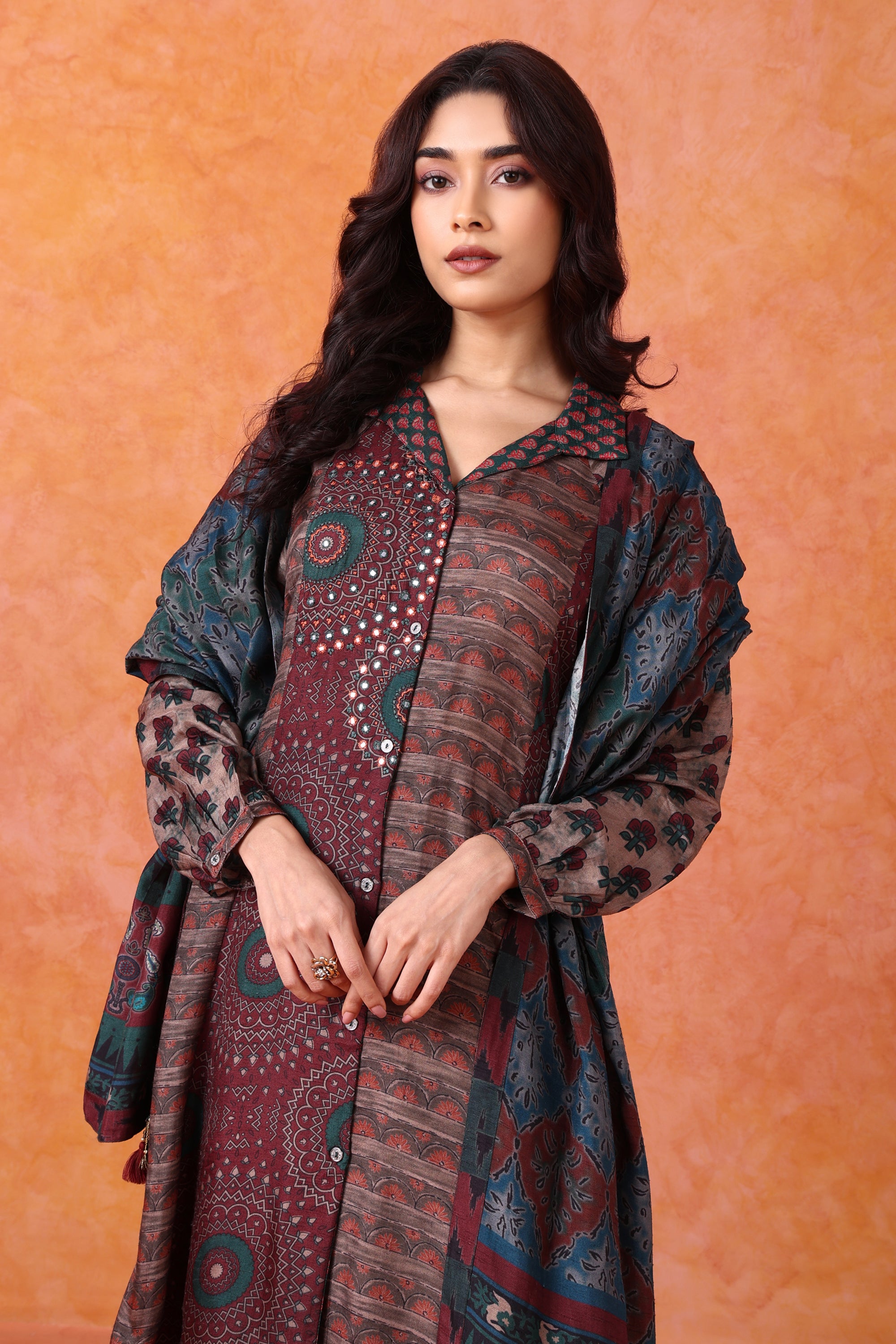 Printed Shirt Kurta with Palazzo Set
