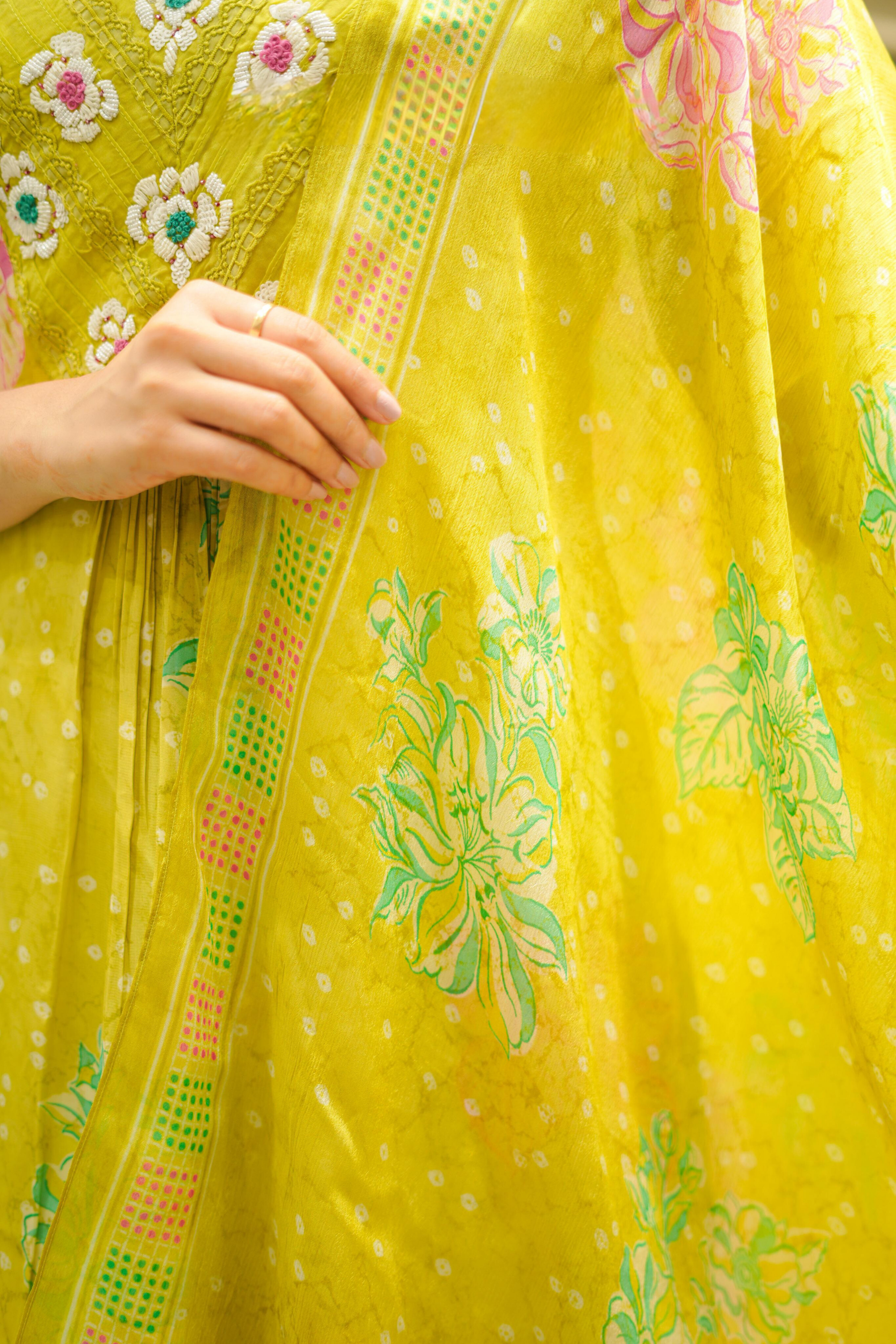 Graceful Pista Chanderi Silk Salvar Suit