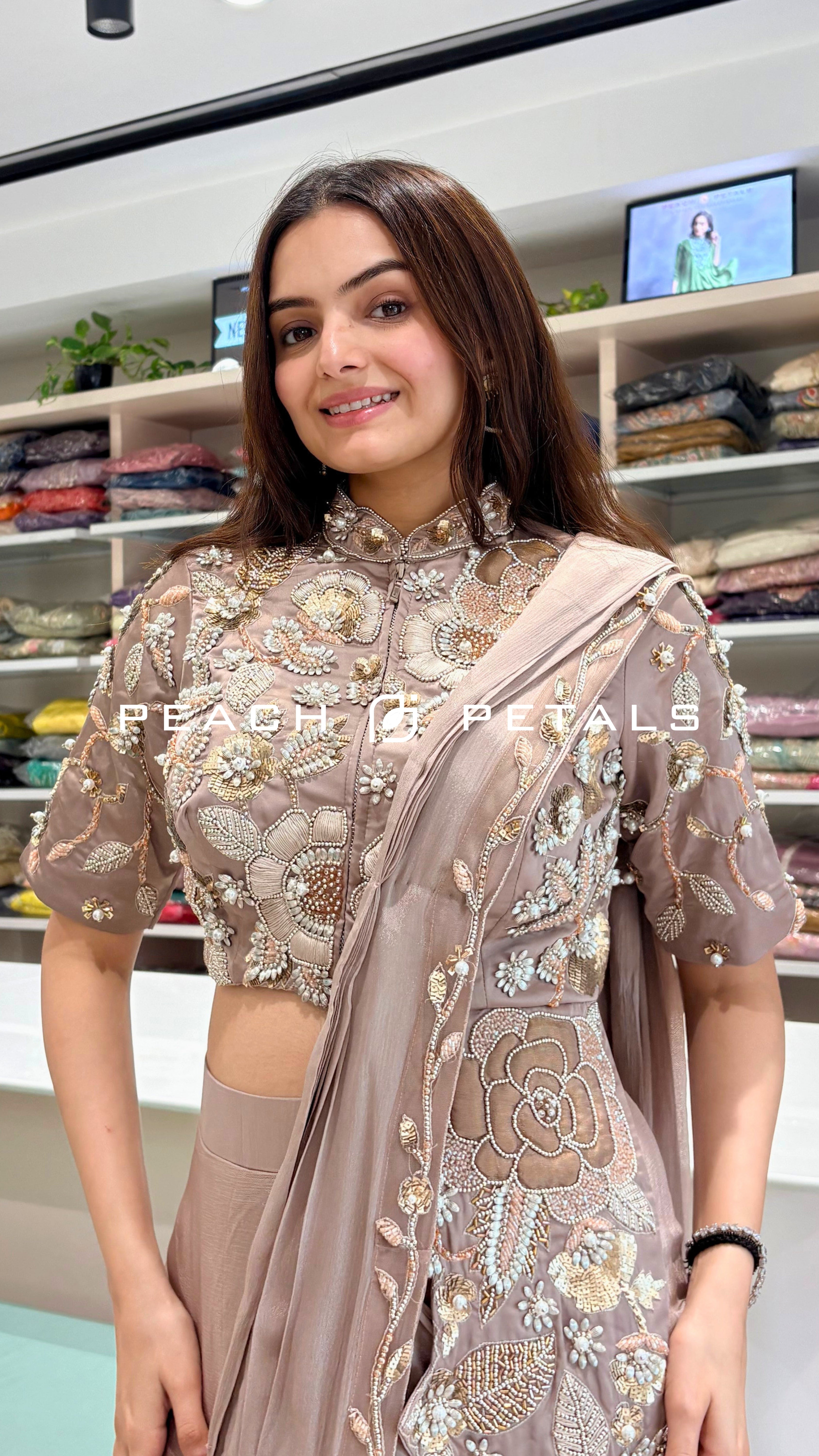Elegant Blush Pink Designer Saree with Heavy Embroidered Blouse