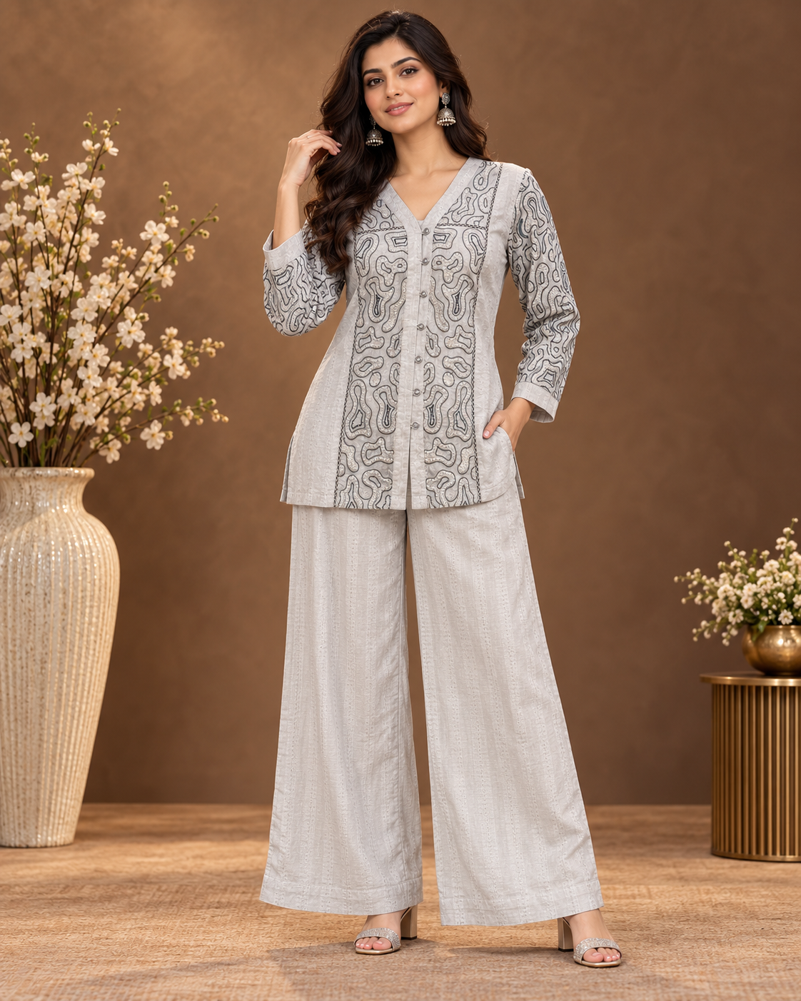 Elegant White Printed Co-Ord Set