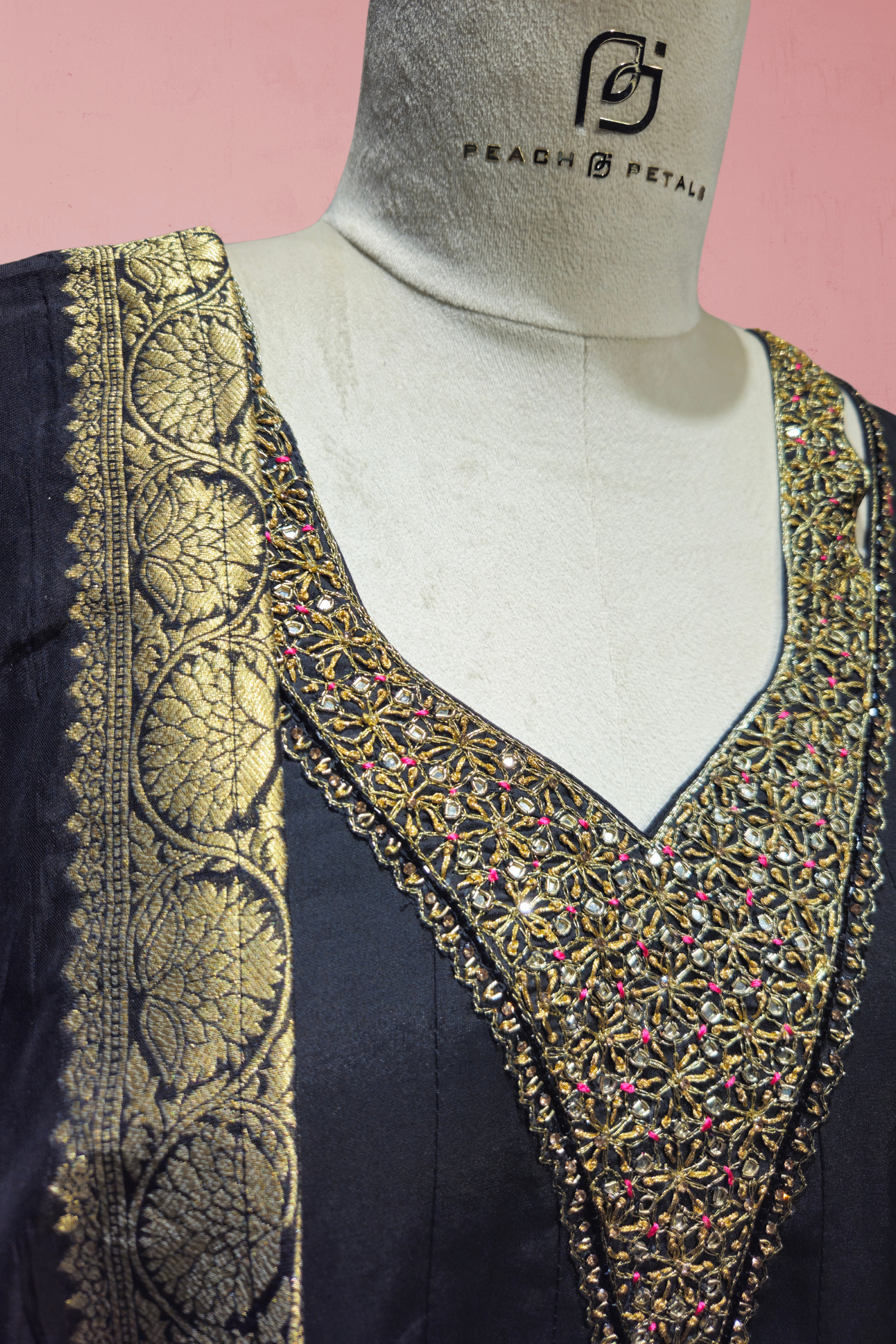 Radiant Black Modal Silk Anarkali Gown