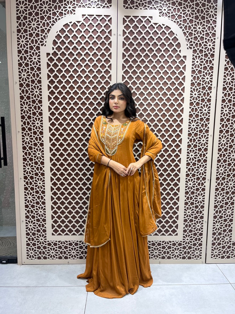 Designer Mustard Yellow Anarkali Gown for Women