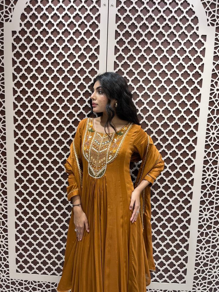 Designer Mustard Yellow Anarkali Gown for Women