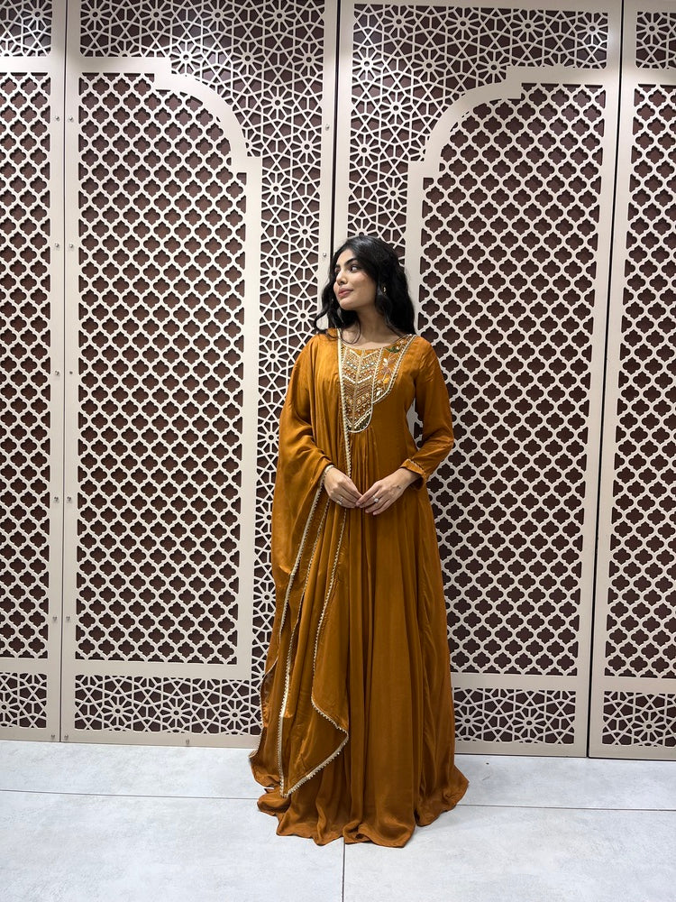 Designer Mustard Yellow Anarkali Gown for Women