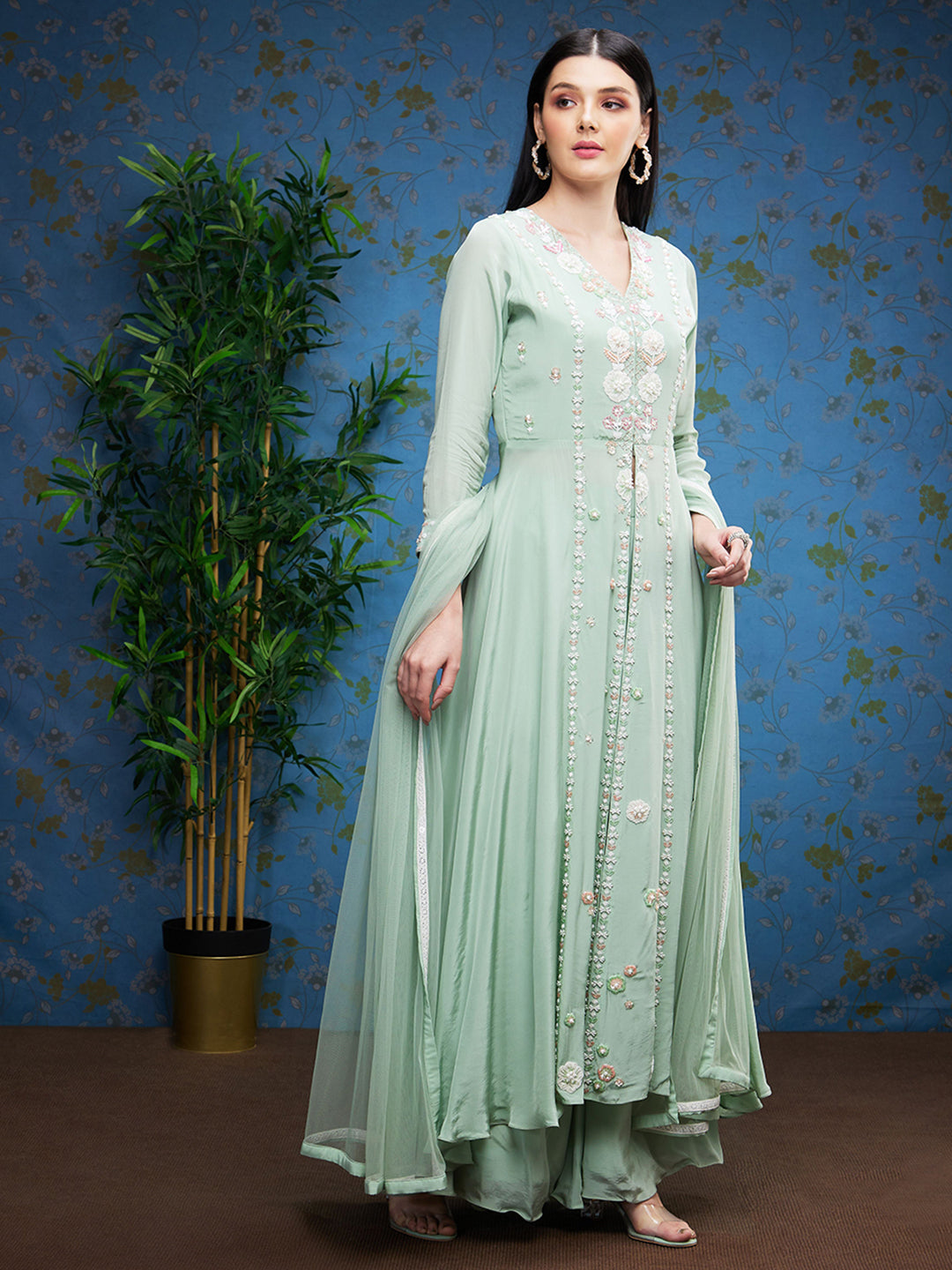 Graceful Lavender Indo-Western Palazzo Set