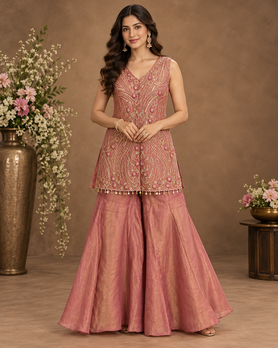 Premium Embroidered Kurta Palazzo Set