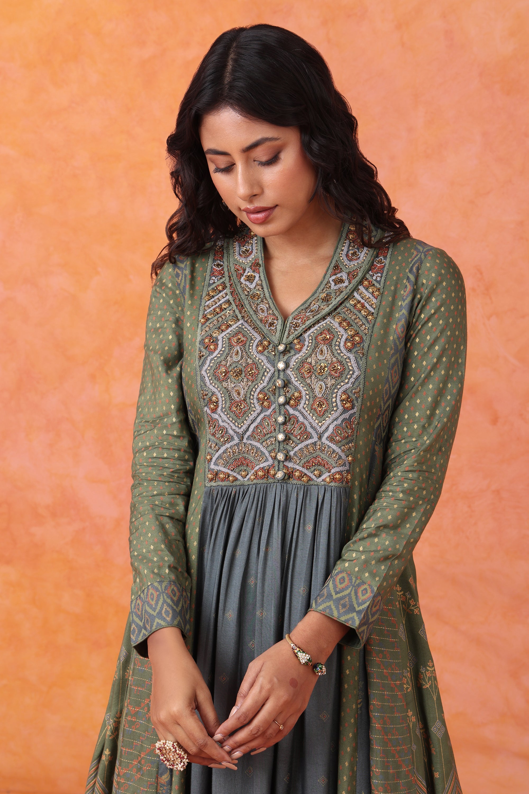 Anarkali kurta palazzo and dupatta set