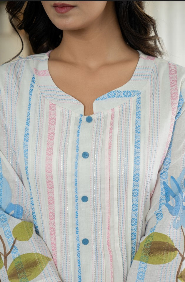 A-LINE KURTA SET WITH HAND BLOCK PRINT