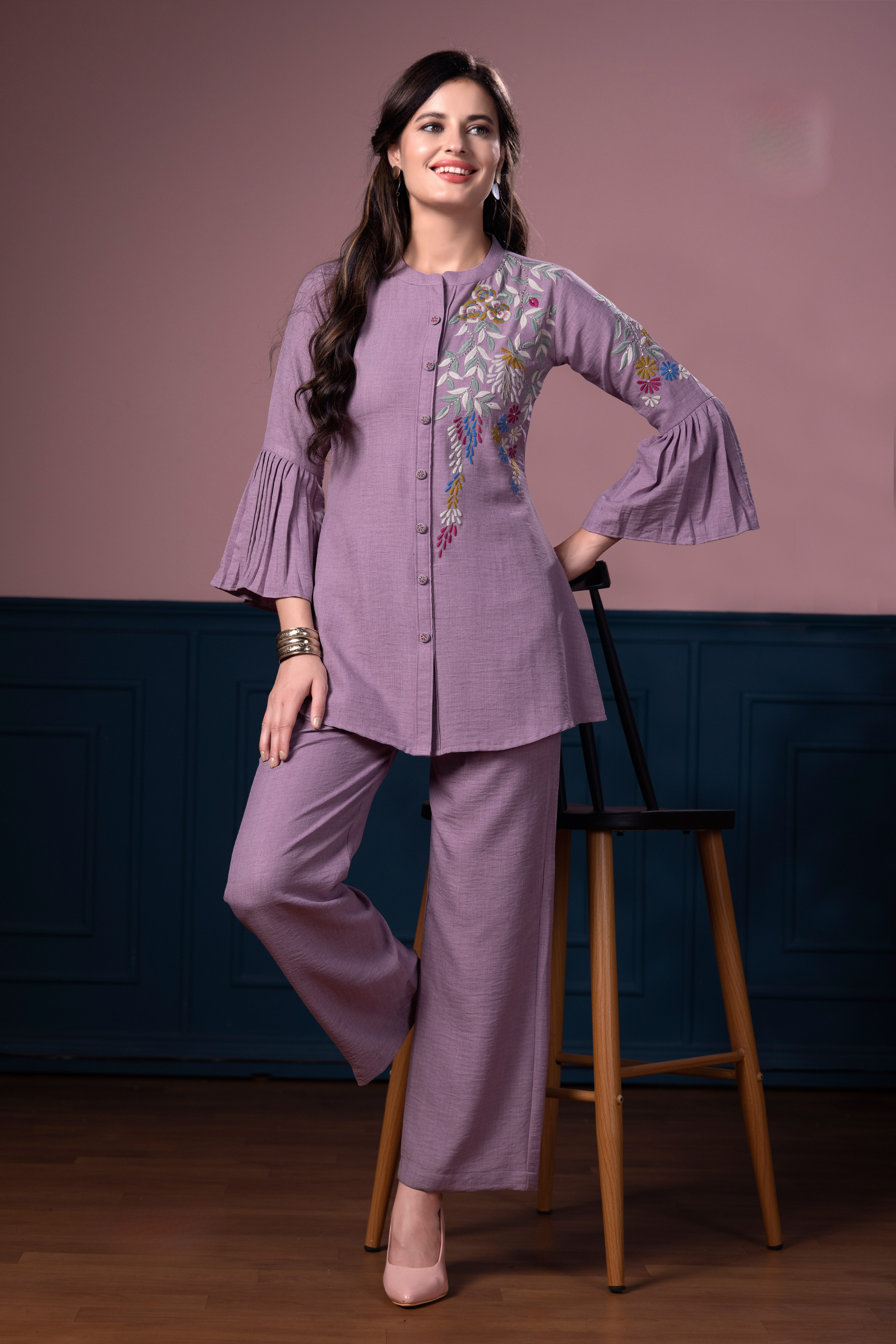 Lavender Cord Set & Indo-Western Kurta Set
