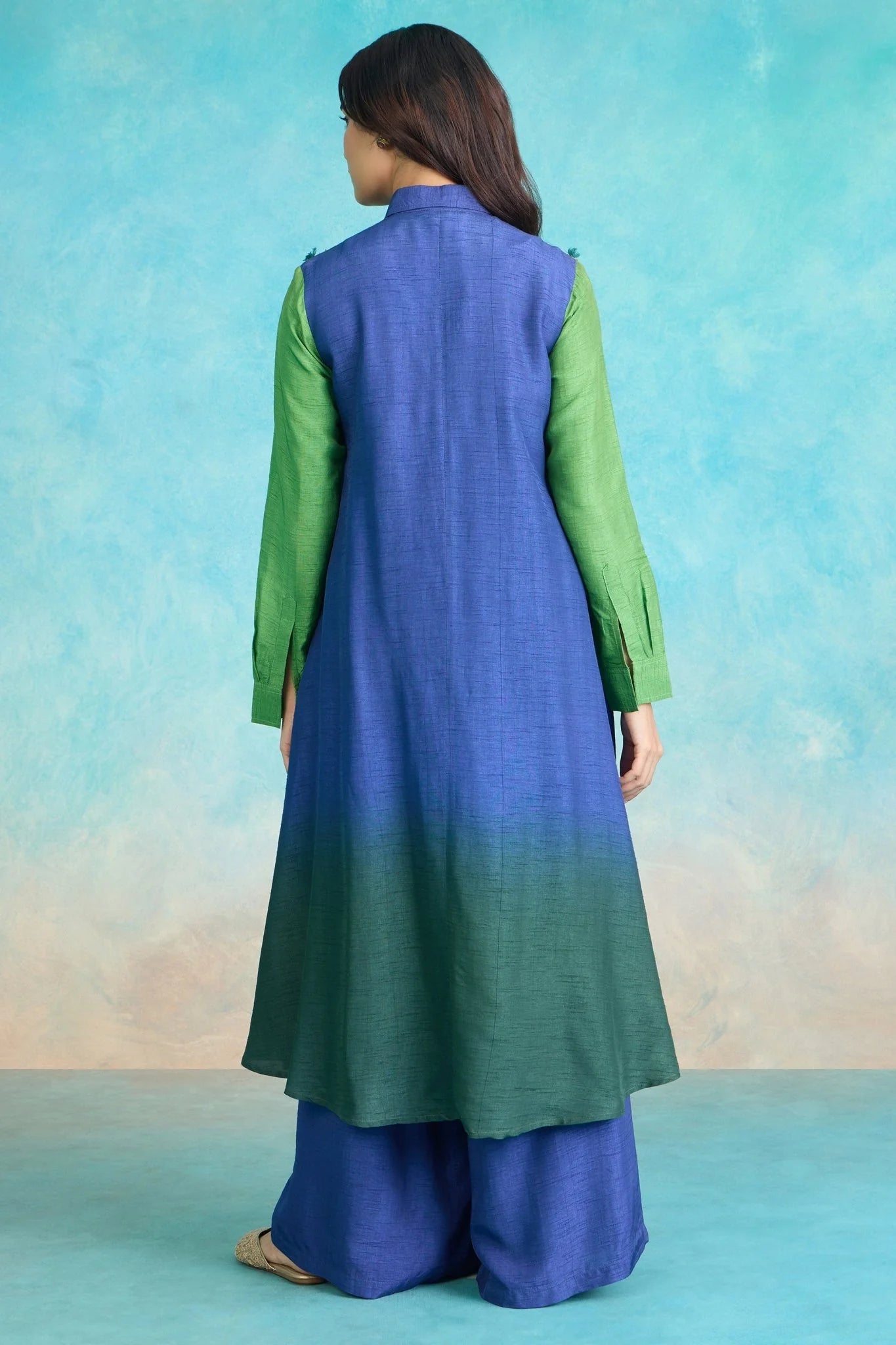 Embroidered Ombre Waterfall Jacket Co-Ord Set