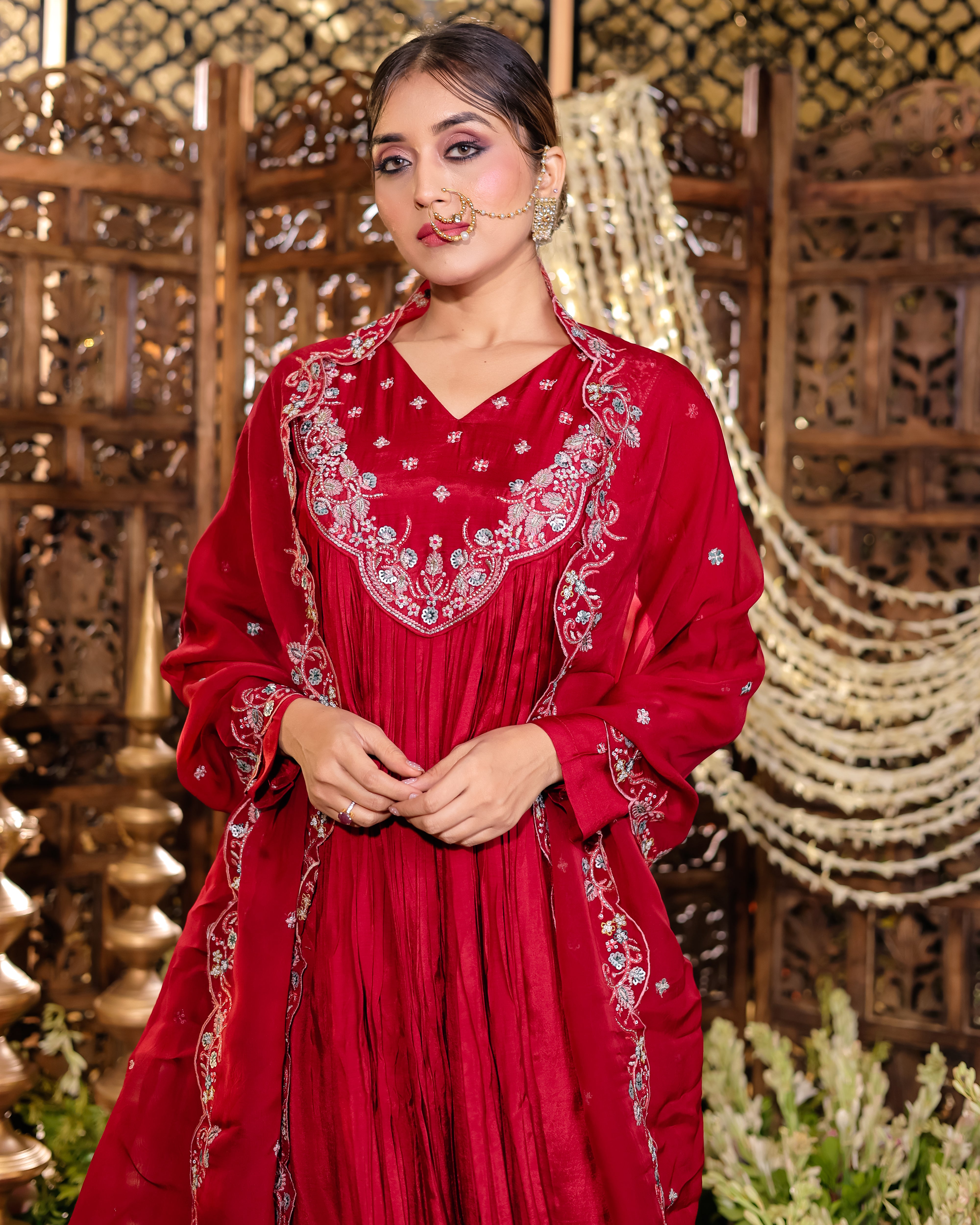 Ruby Noor Embroidered Kurti Palazzo Set