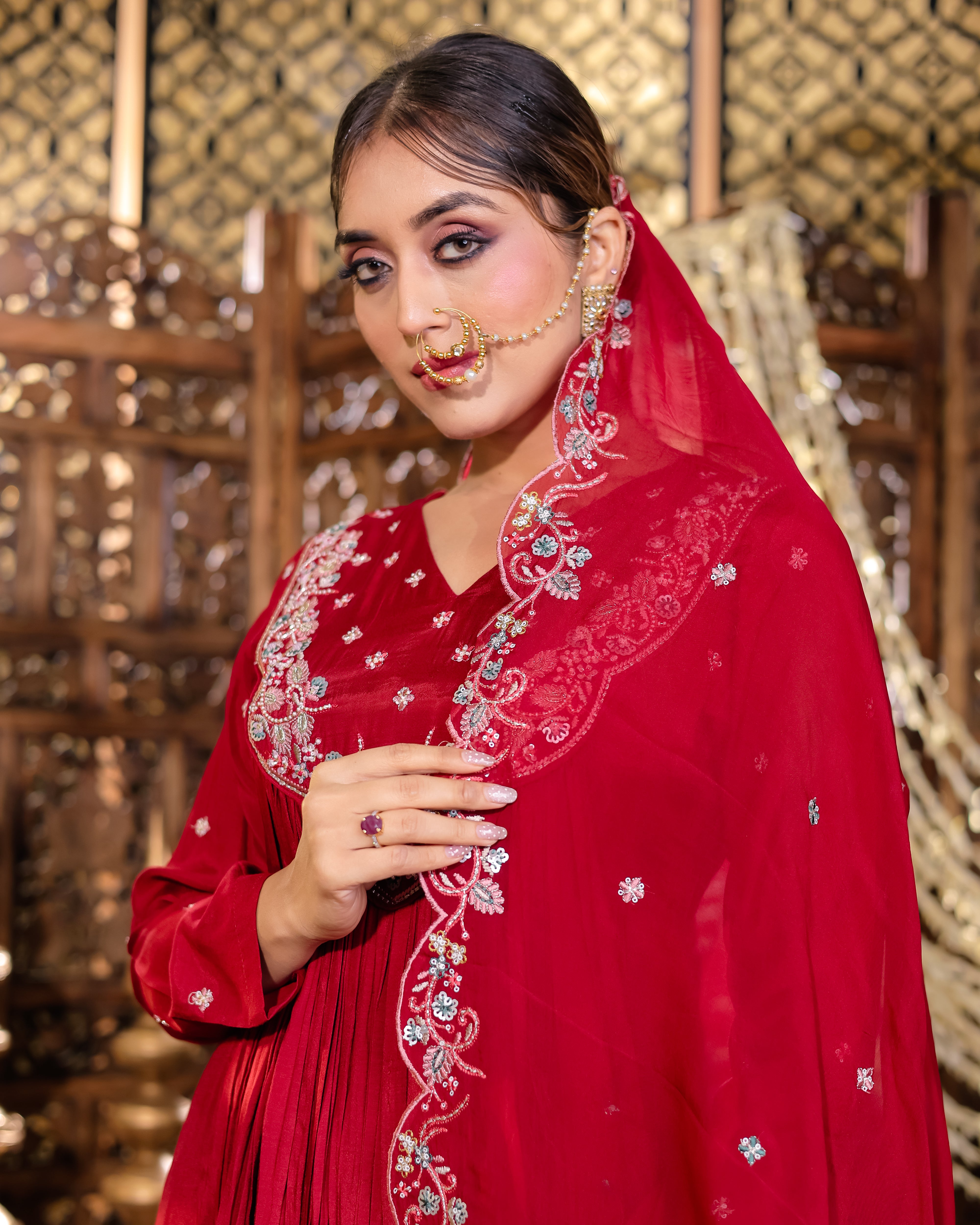 Ruby Noor Embroidered Kurti Palazzo Set