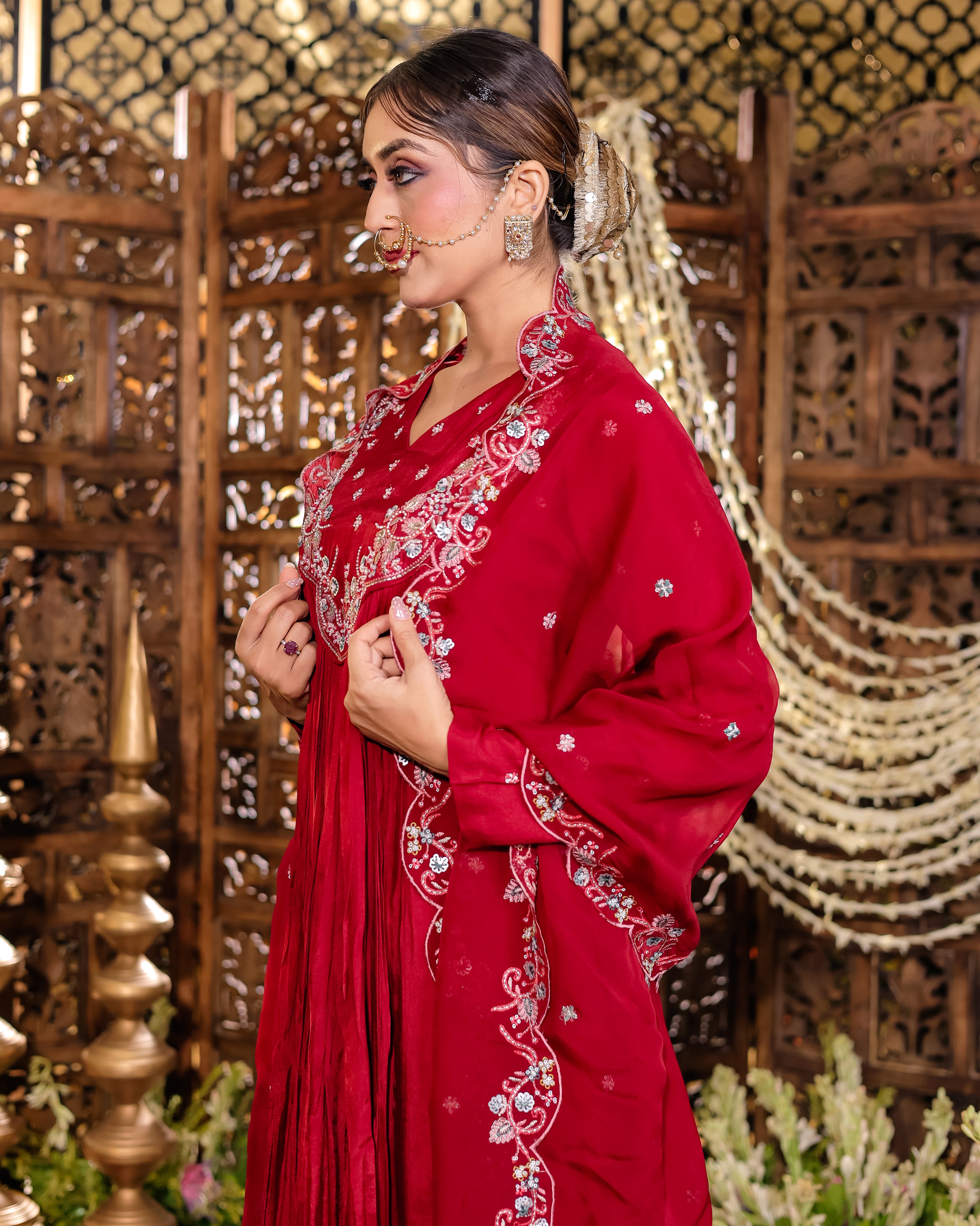 Ruby Noor Embroidered Kurti Palazzo Set