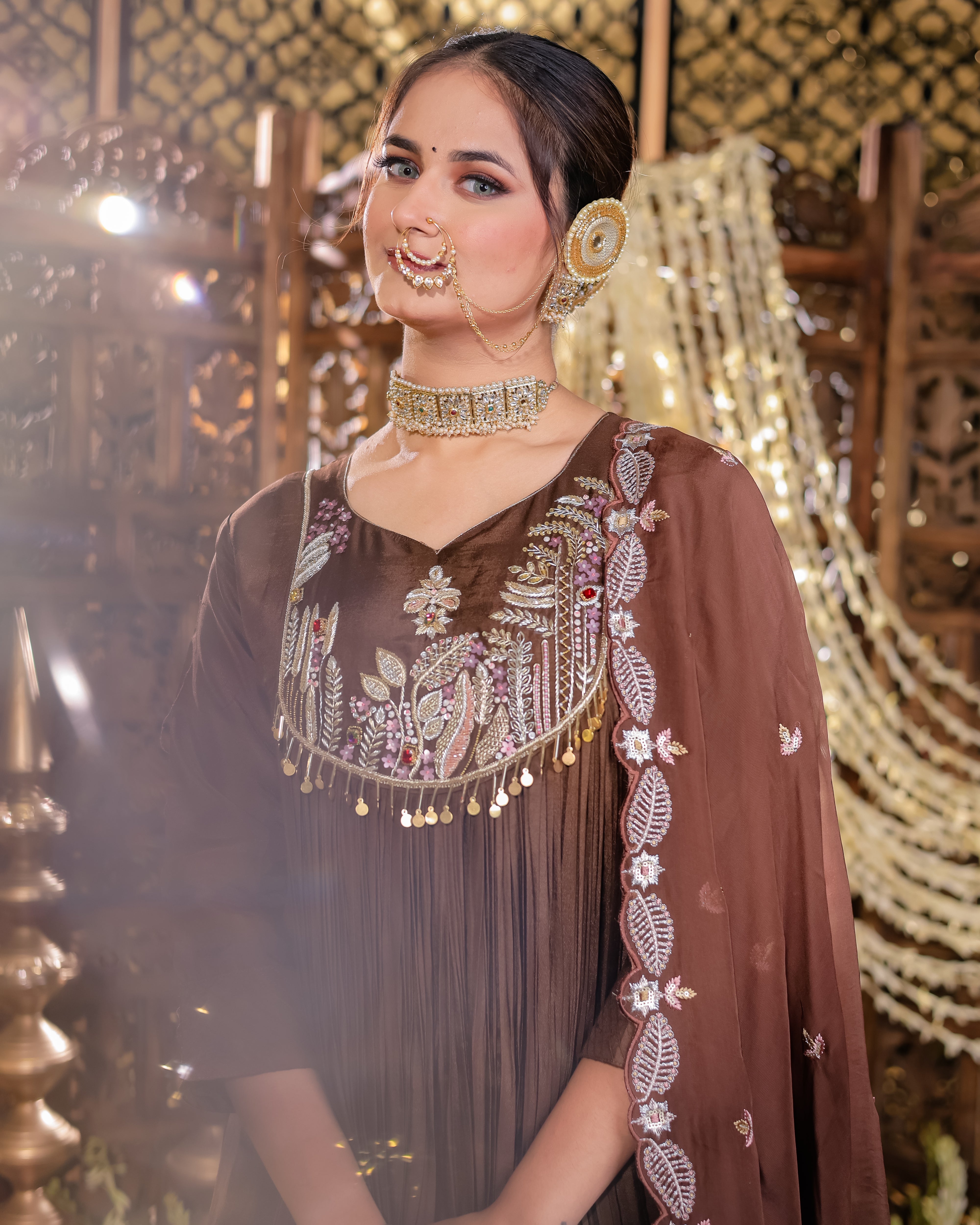 Navy Blue Anarkali Flared Kurta Set