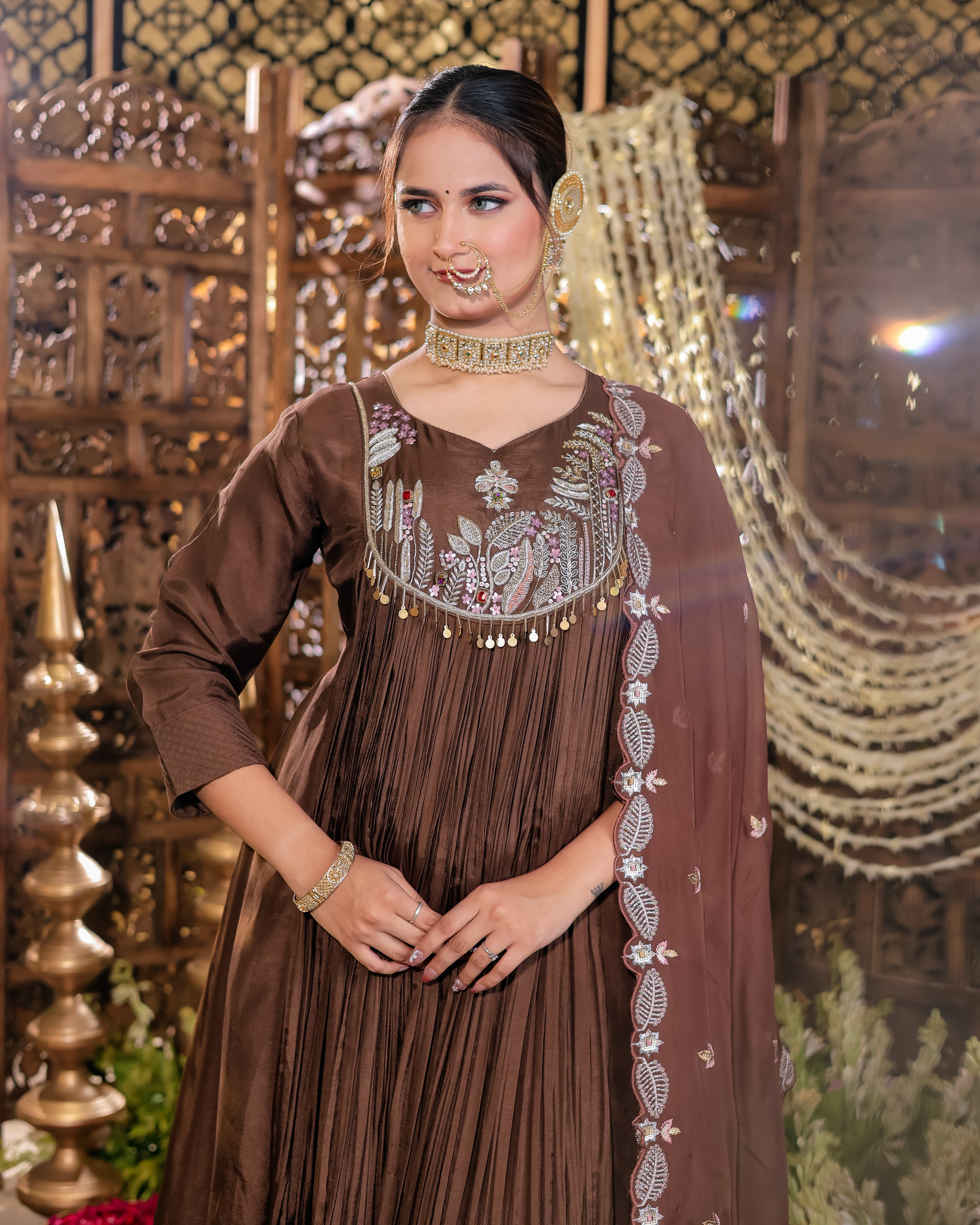 Navy Blue Anarkali Flared Kurta Set