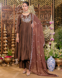 Navy Blue Anarkali Flared Kurta Set