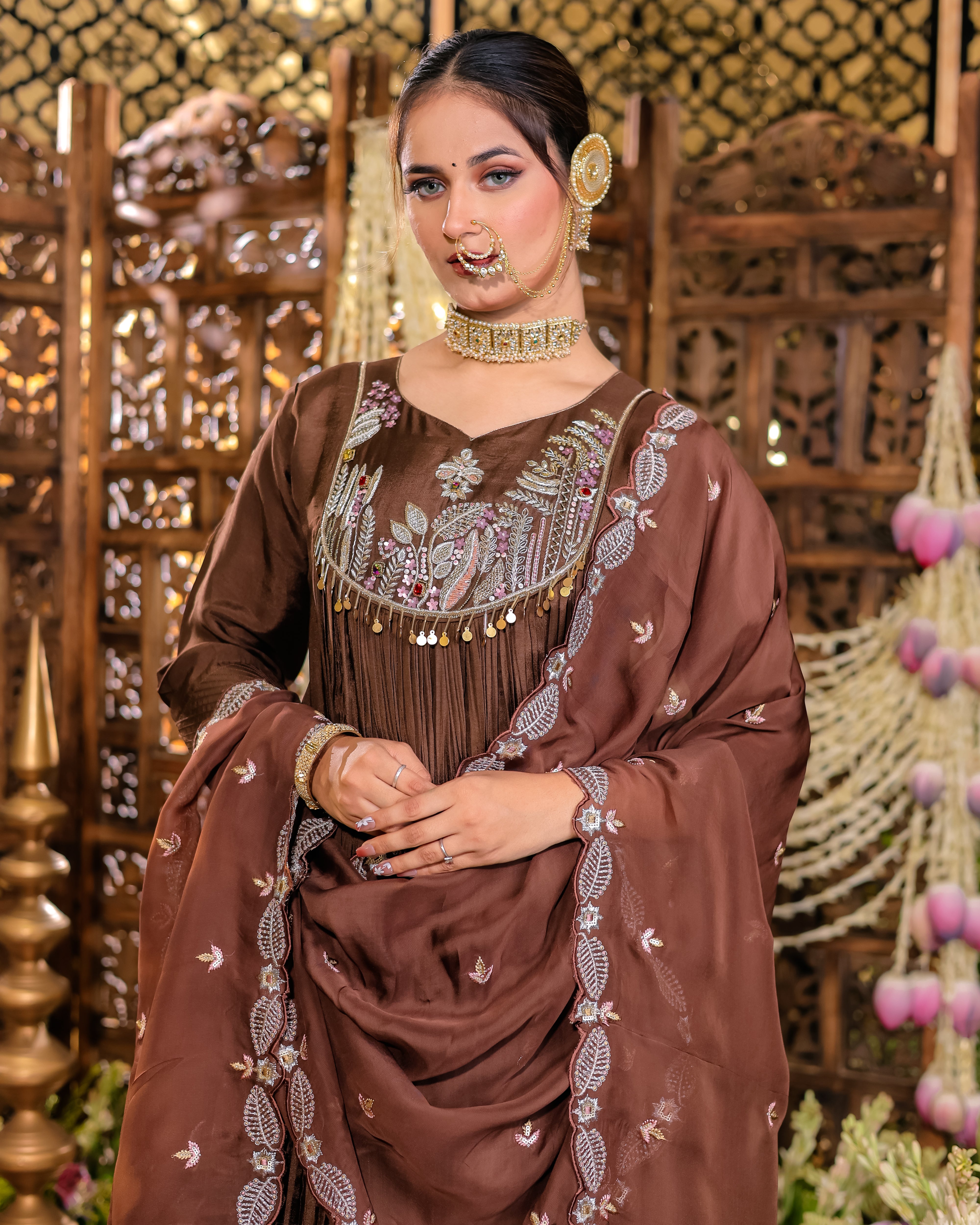 Navy Blue Anarkali Flared Kurta Set