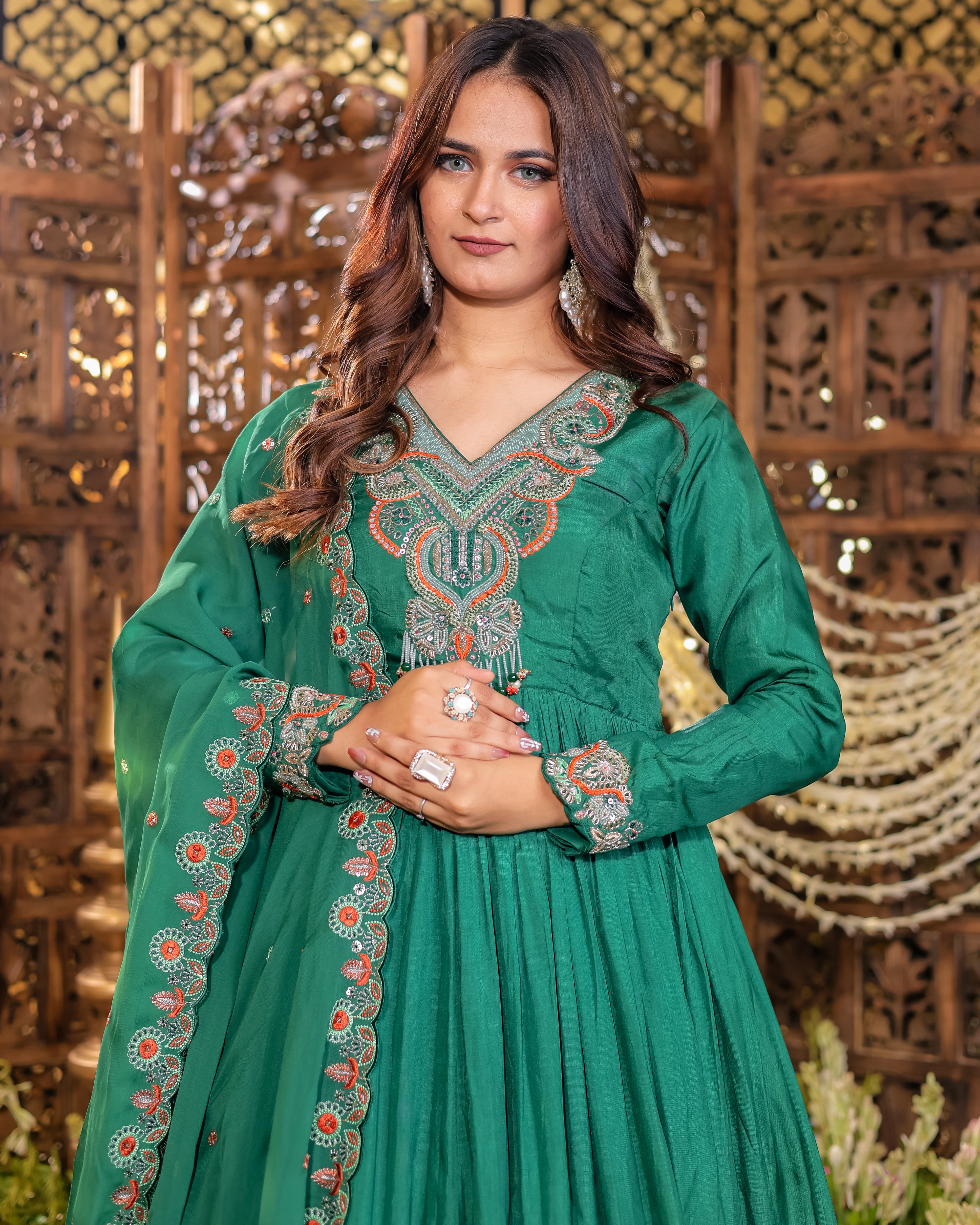 Emerald Green Royal Anarkali gown