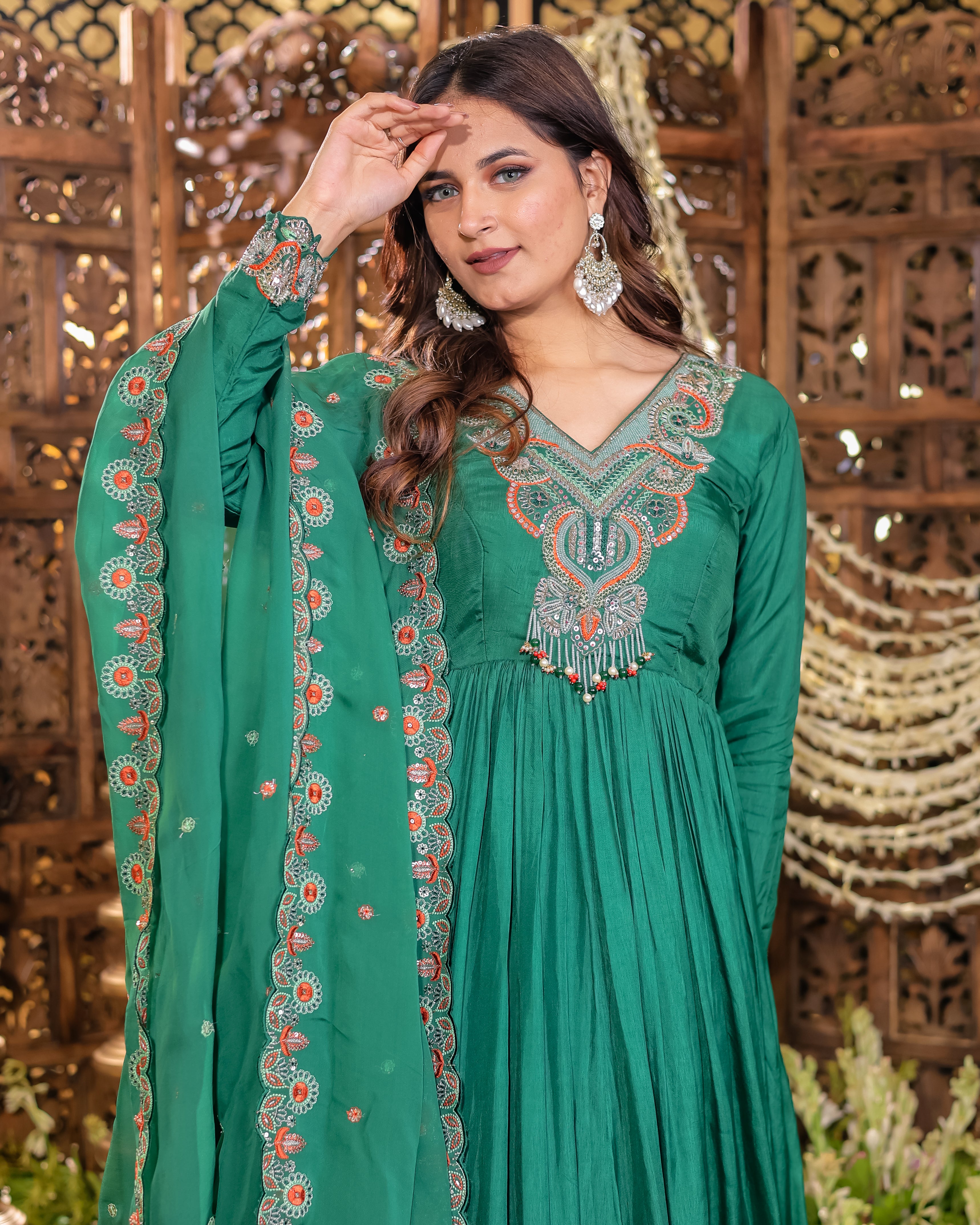 Emerald Green Royal Anarkali gown