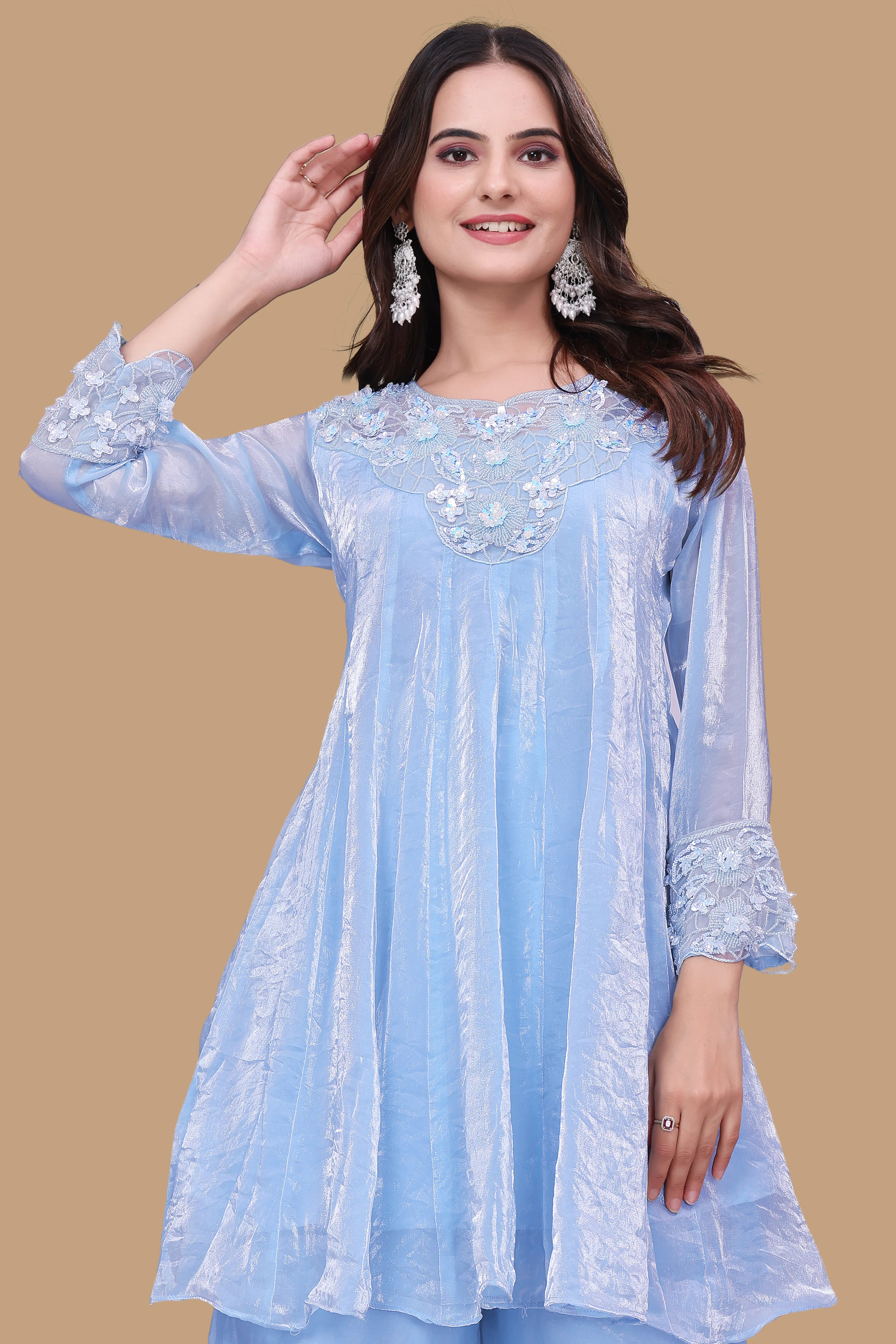 Elegant Semi-Formal Ethnic Suit | Embroidered Set