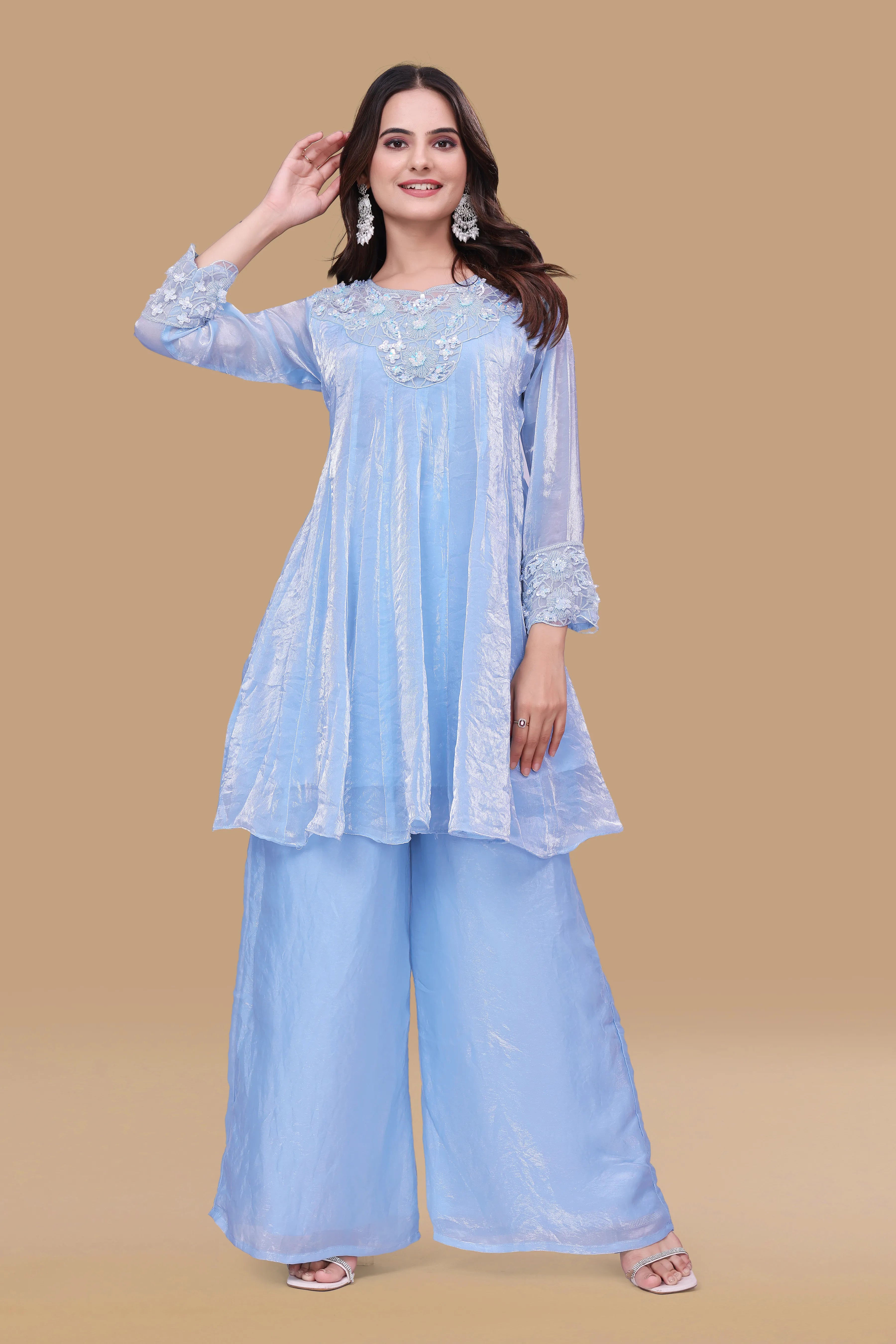 Elegant Semi-Formal Ethnic Suit | Embroidered Set