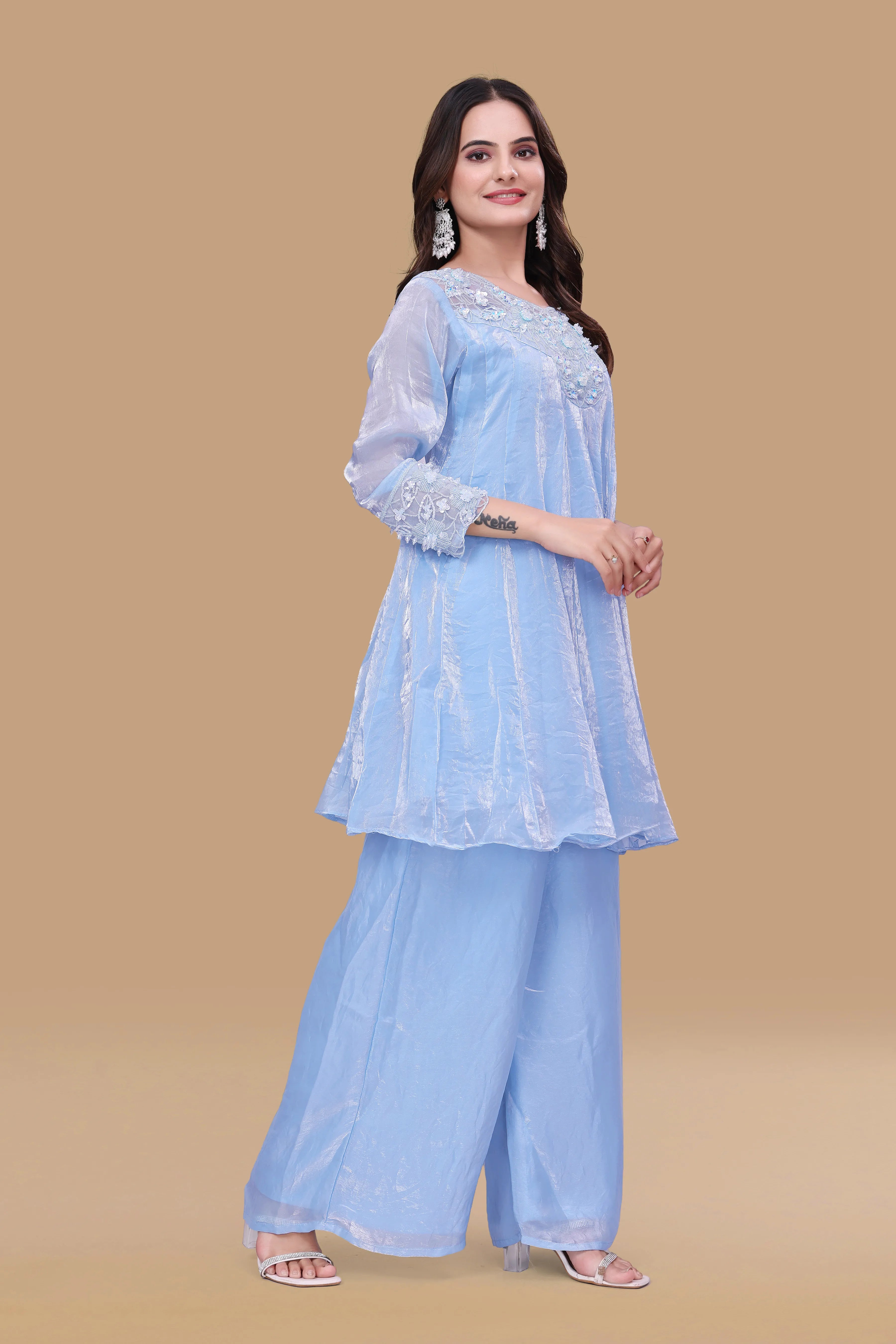 Elegant Semi-Formal Ethnic Suit | Embroidered Set