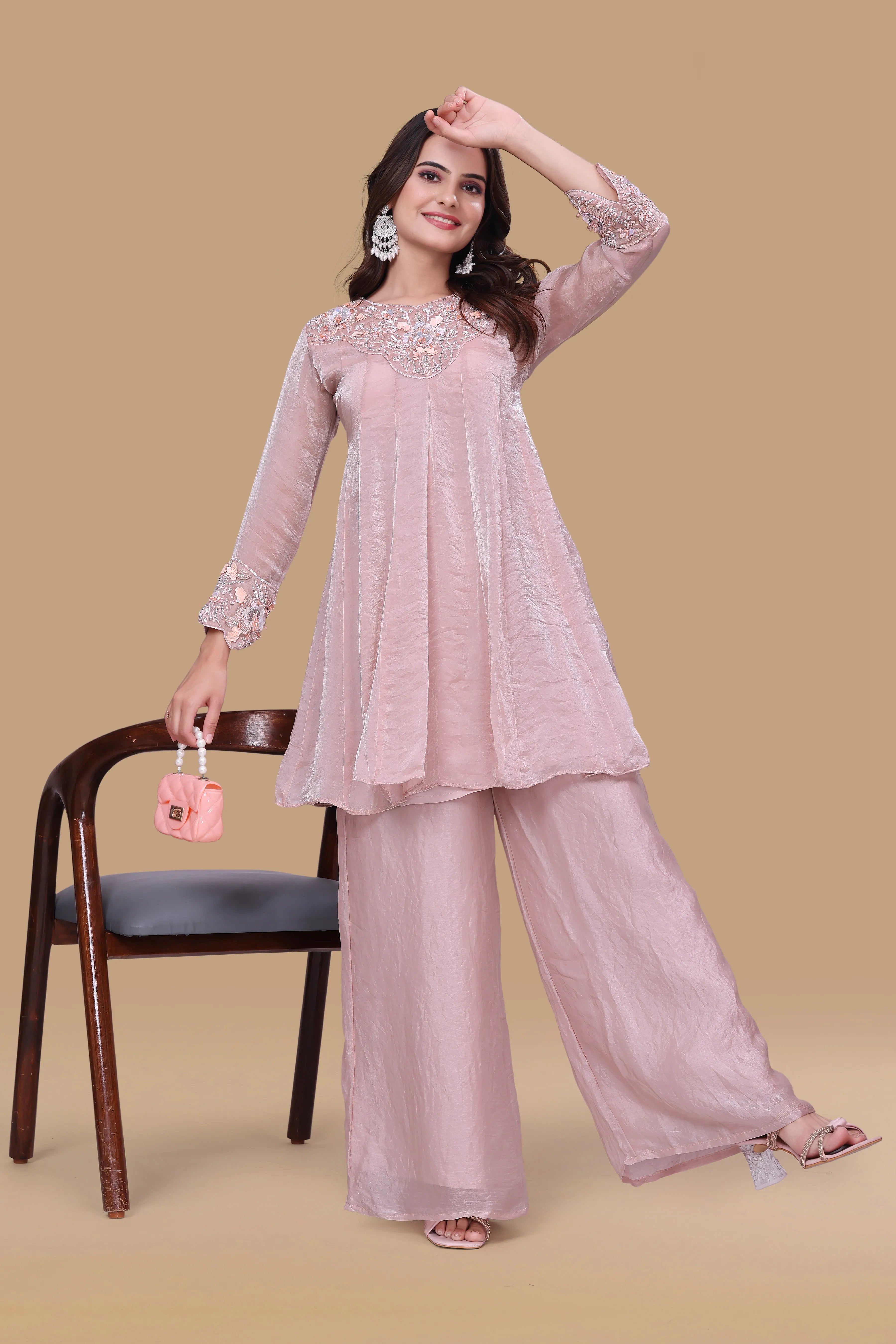 Elegant Semi-Formal Ethnic Suit | Embroidered Set